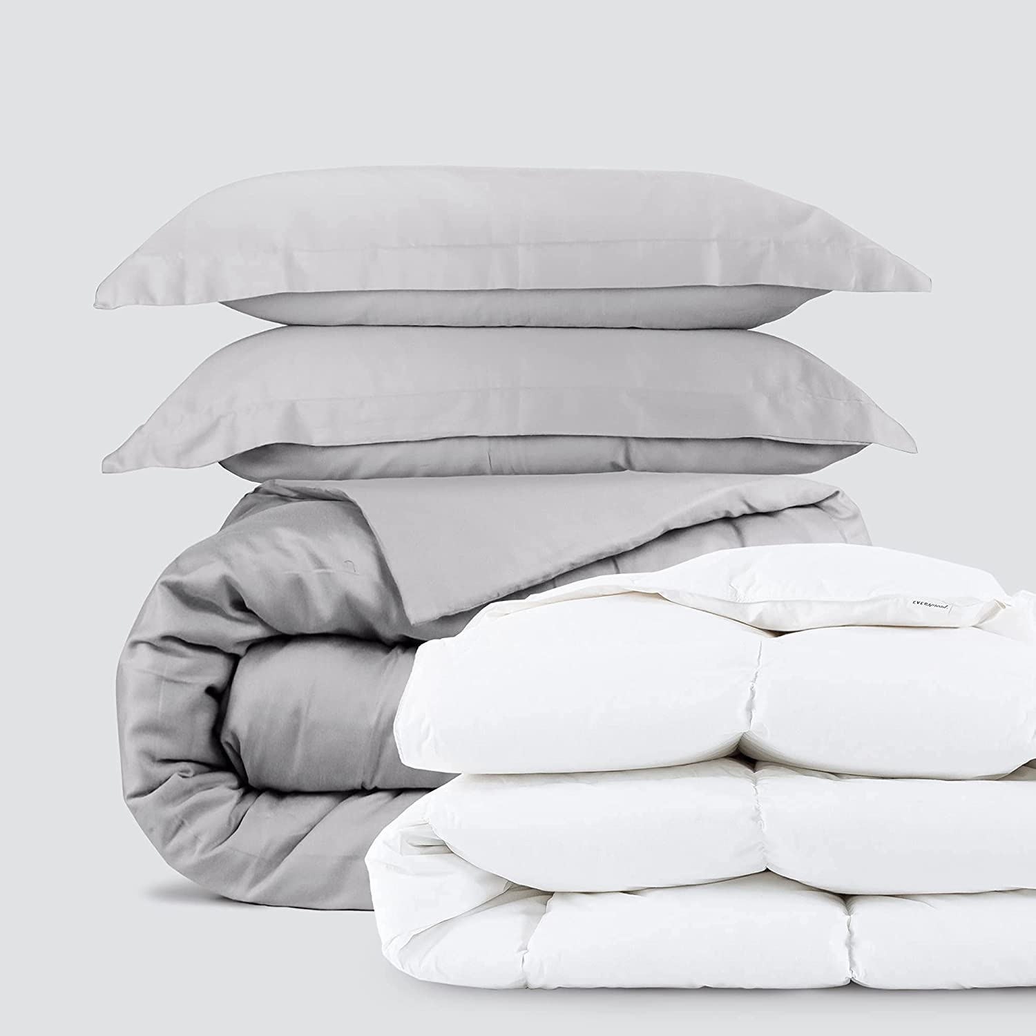 Price:$34.29 Ultimate Cotton Duvet Bundle - 3 Piece Duvet Set (Queen, Light Gray) & Goose Down Comforter (Queen) : Home & Kitchen
