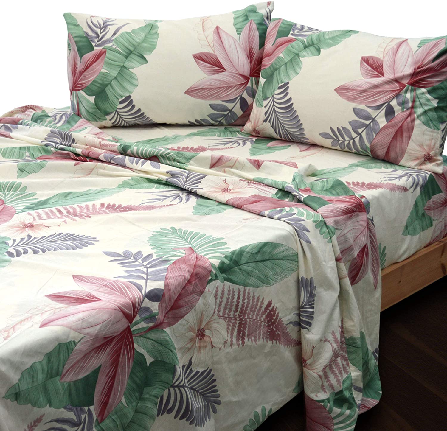 Price:$79.99 King Bed Sheet Set 4pc Pictorial Collection, 100% Cotton Sheet 620 Thread Count, Deep Pocket King Size Sheet, Wild Bloom : Home & Kitchen