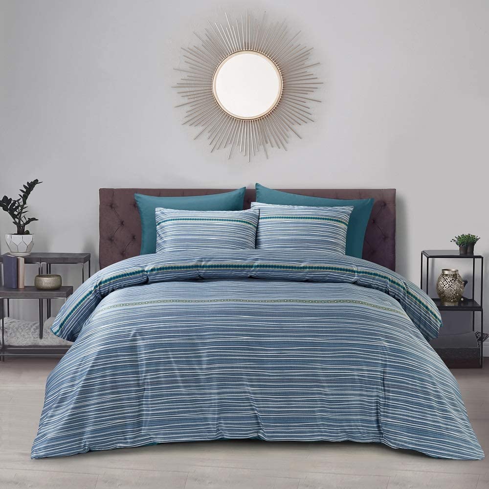 Price:$18.99 Striped Duvet Cover Twin (90x90 Inch), Luxury Soft Smooth Striped Reversible 3 Pieces Bedding Set Breathable Durable with Zipper Closure, 1 Duvet Cover and 2 Pillowcases, Blue : Everything Else