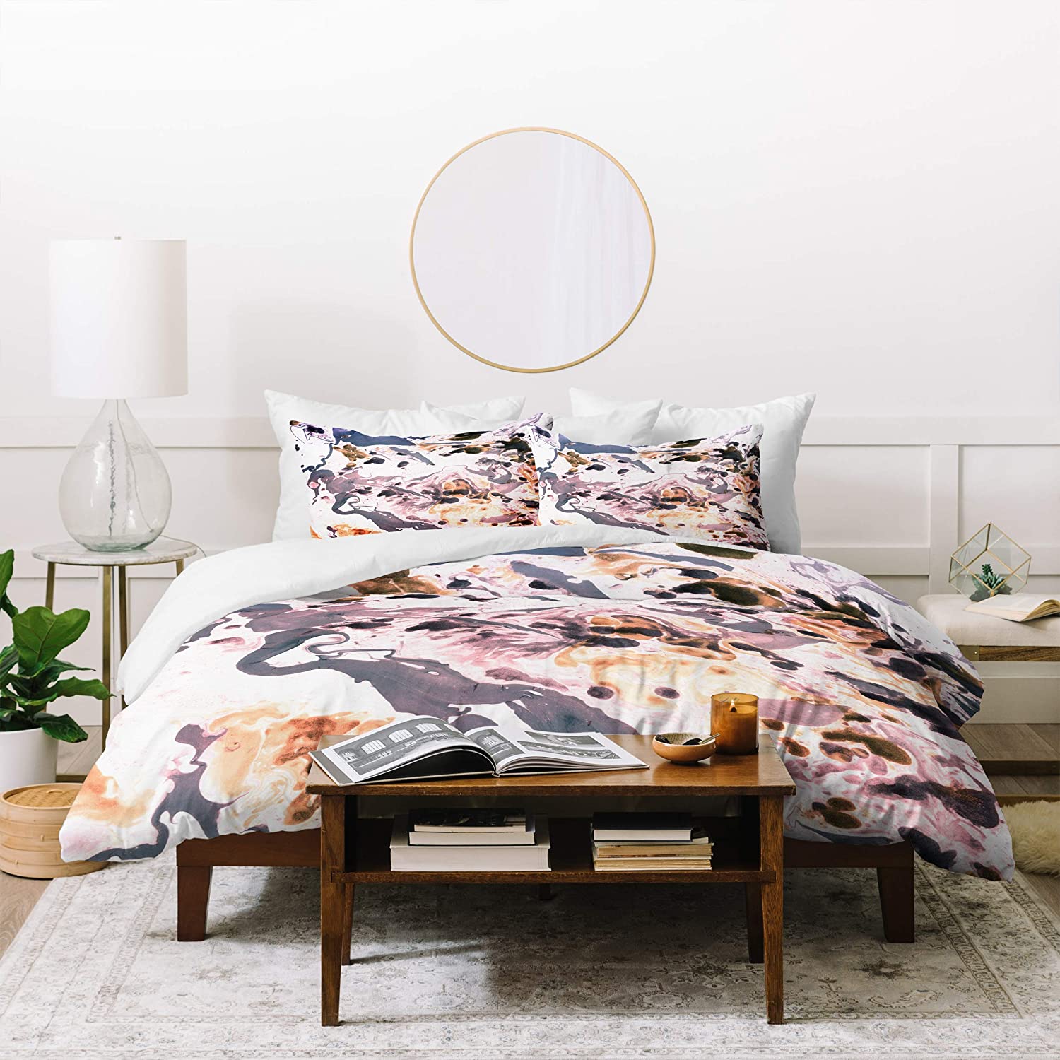 Price:$202.90 Designs Amy Sia Marbled Terrain Rose Pink Duvet Set with Two Pillow Shams, King, Multi : Home & Kitchen