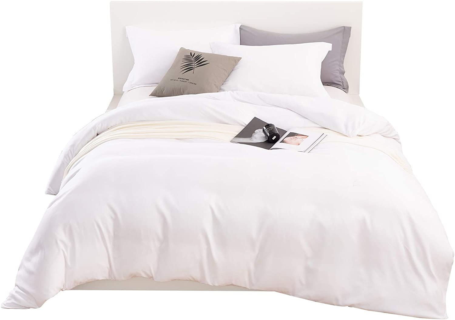 Price:$17.99 100% Washed Duvet Cover Sets Bedding Set 2 Pieces Included 1 Duvet Cover and 1 Pillowcases Solid Color and Ultra Soft (White, Twin Size 68"x90") : Home & Kitchen
