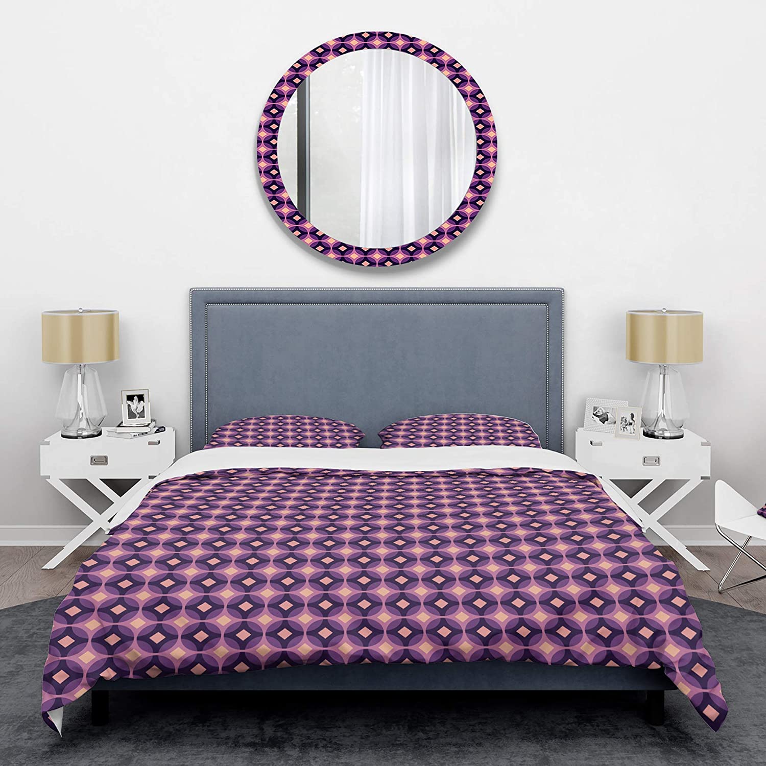Price:$85.76 Circular Purple and Yellow Pattern' Mid-Century Modern Duvet Cover Set : Home & Kitchen