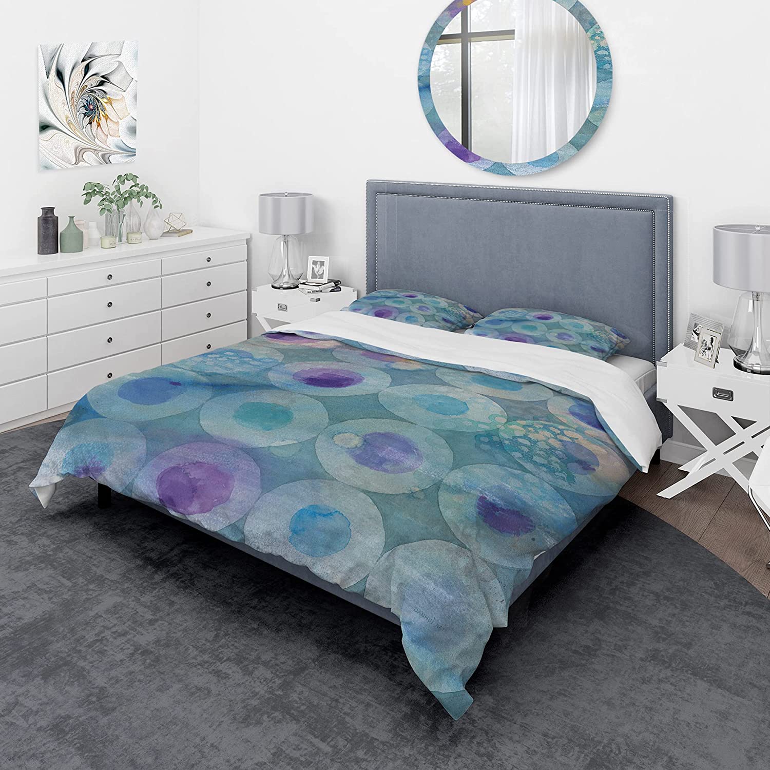 Price:$85.76 'Watercolor Geometrical Circles II' Geometric Duvet Cover Set : Home & Kitchen