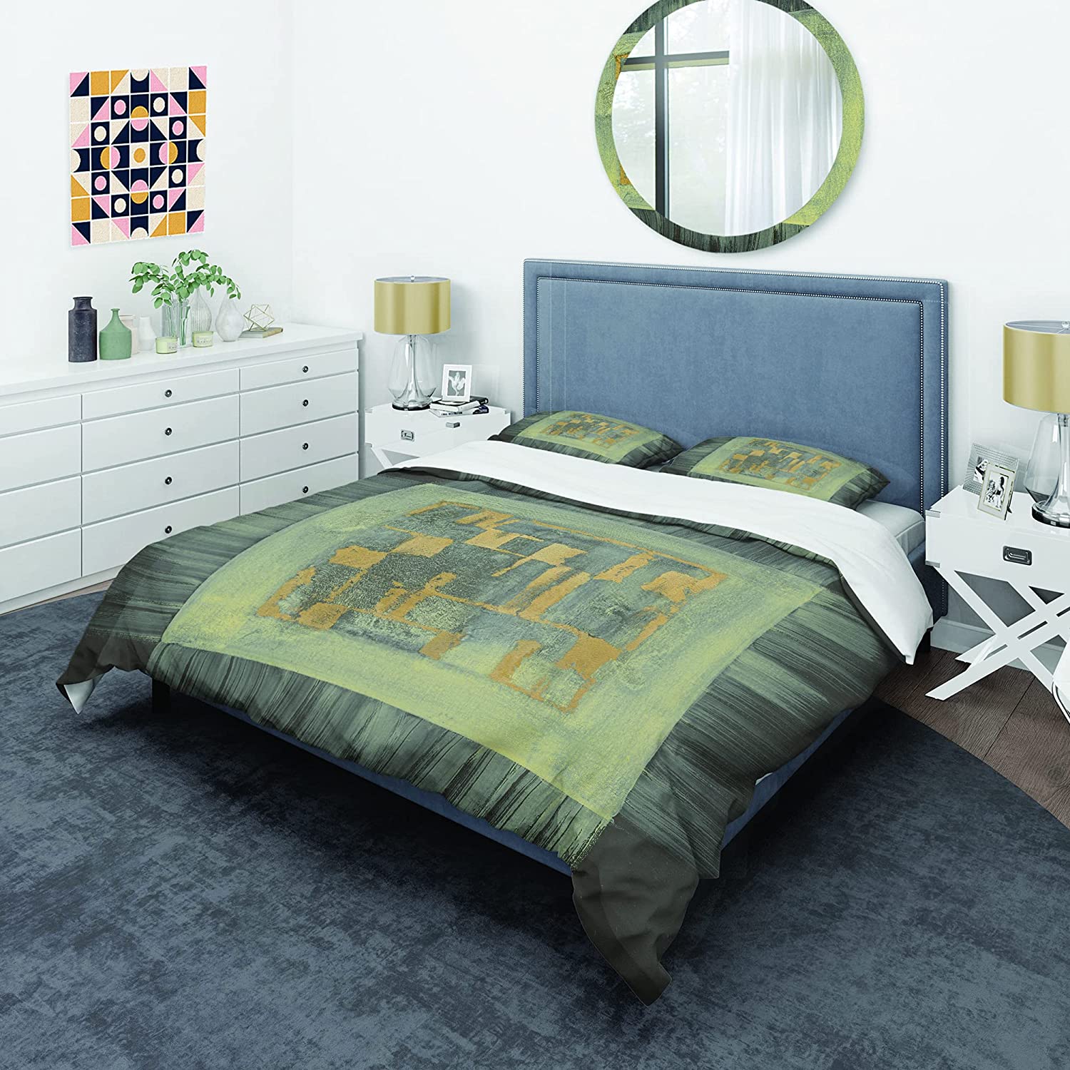 Price:$85.76 'Gold Geometric Tapestry II' Glam Duvet Cover Set : Home & Kitchen