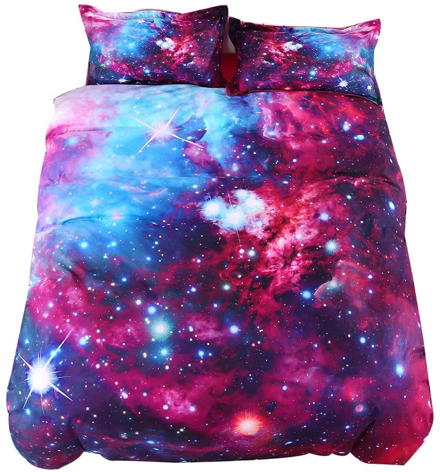 Price:$59.99 Colorful Galaxy Bedding Purplish Red Outer Space Prints Bedroom Sheets Set, Soft and Breathable 4 Pieces Duvet Cover Set, No Comforter, Full Size Bed Cover Set (Full, Multi Color Galaxy) : Home & Kitchen