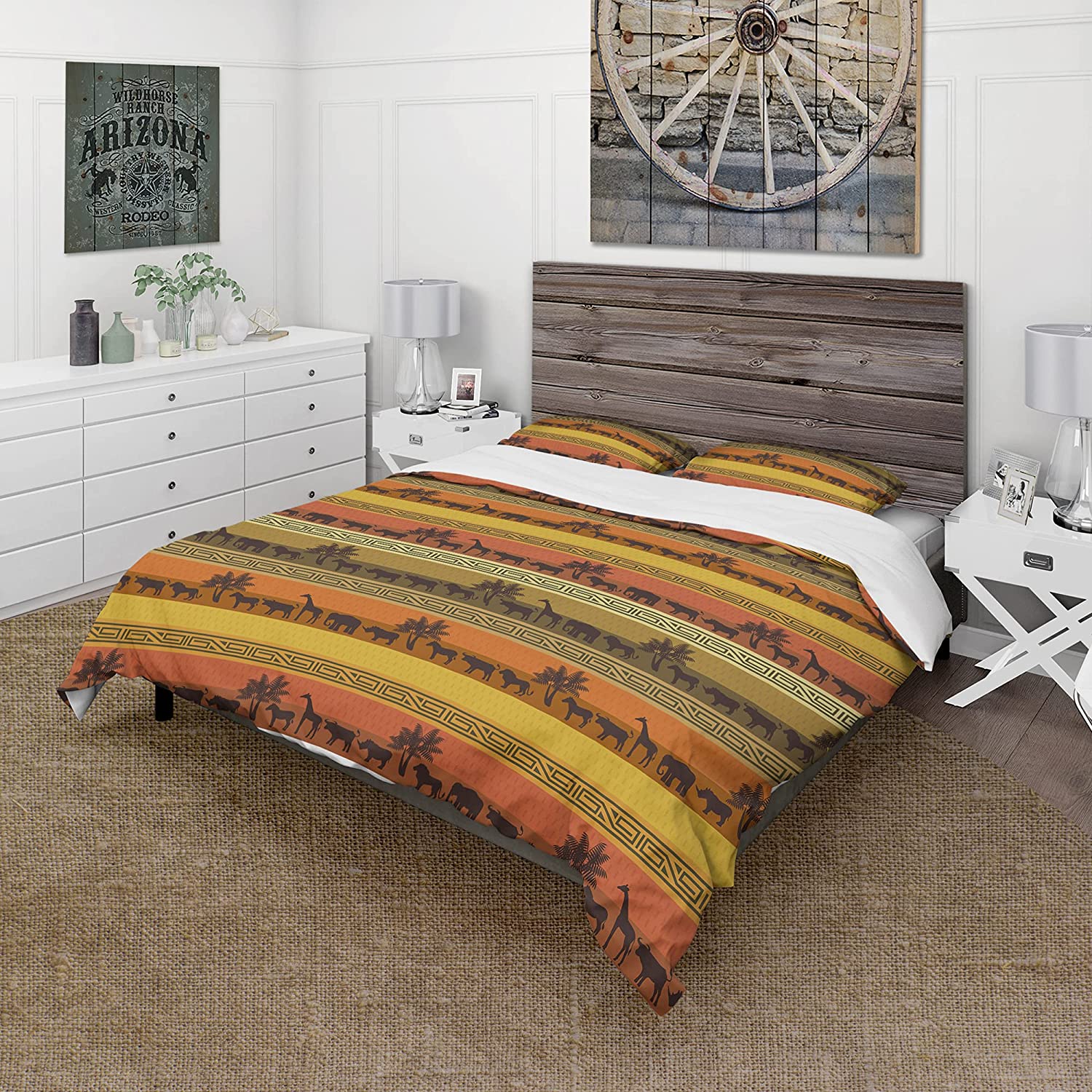 Wildlife with Ethnic Pattern' Tropical Duvet Cover Set : Home & Kitchen