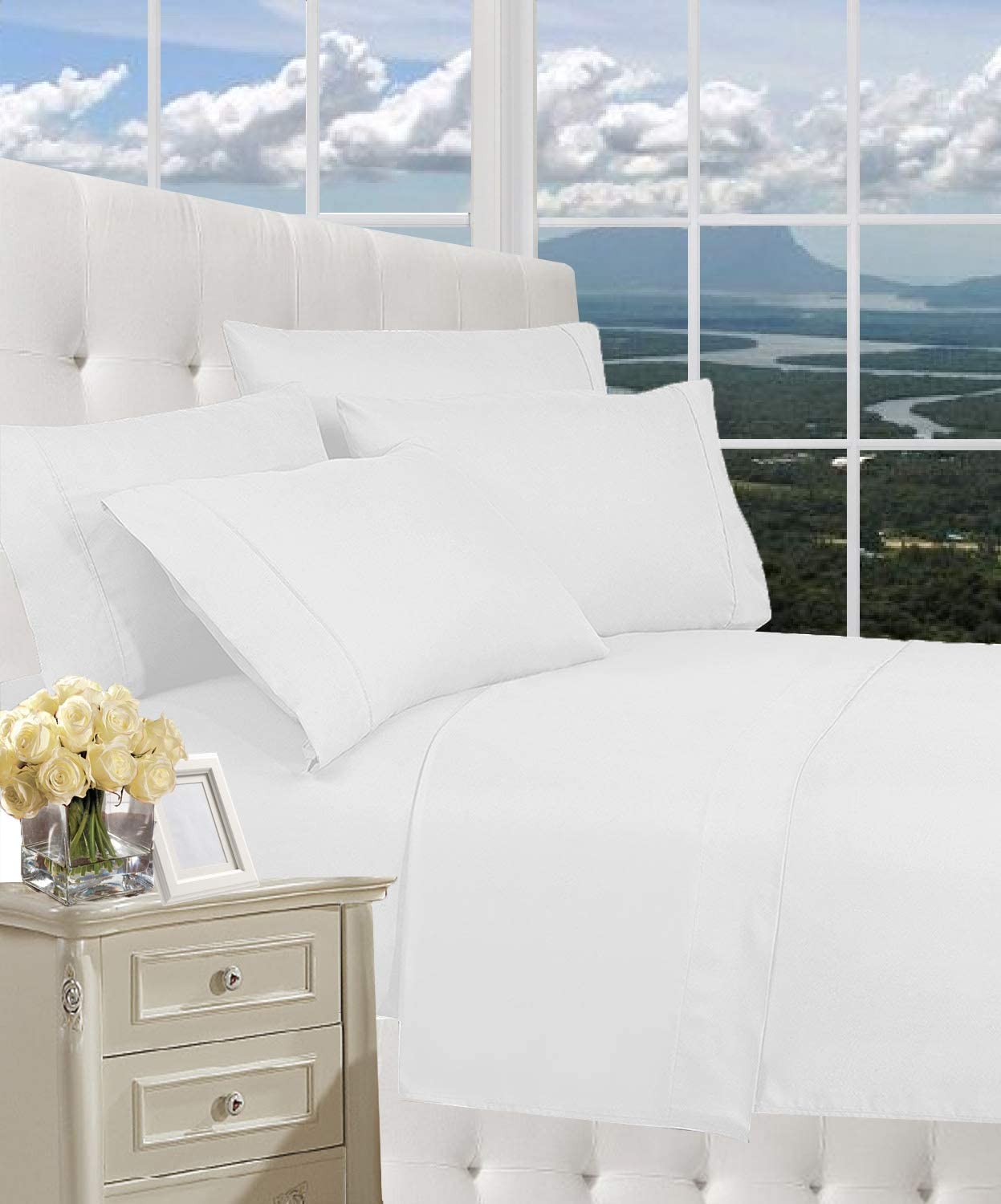 Price:$29.98 Duvet Cover Set on Amazon! Celine Linen 1800 Thread Count Egyptian Quality Wrinkle Free 3-Piece Duvet Set 100% , Full/Queen - White : Home & Kitchen