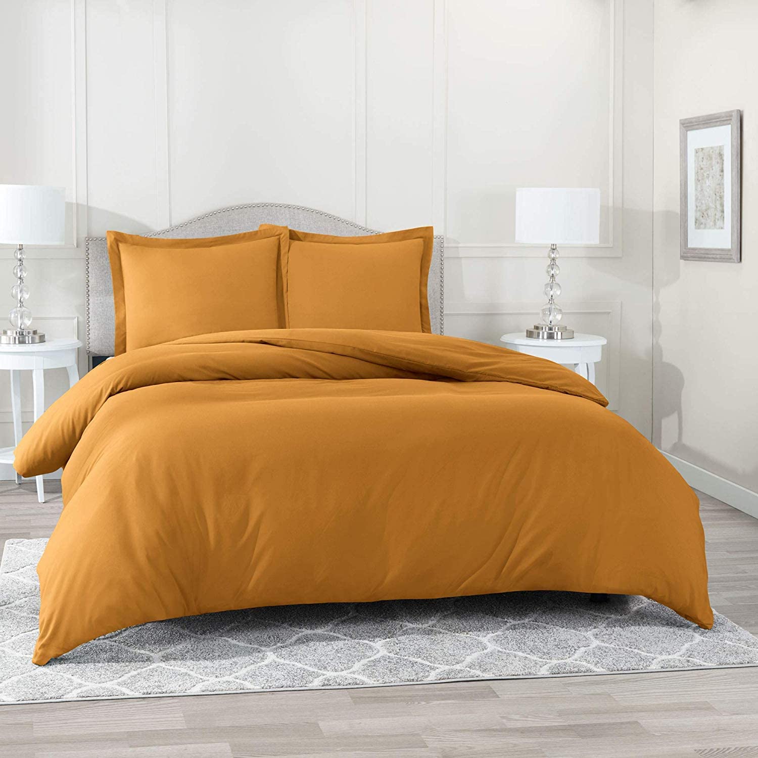 Price:$120.99 Bedding Estilo Collection Solid 800 Series 7PC Organic Cotton Duvet Cover Set (Flat Sheet, Fitted Sheet, Duvet Cover, 4 Pillowcases) Deep Pocket fit Upto 21", Gold/Mustard Yellow, Twin XL : Home & Kitchen