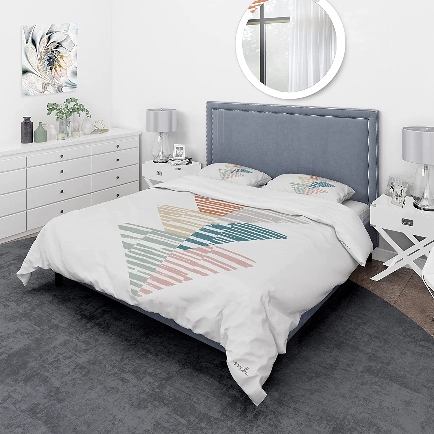 Price:$120.04 'Watercolor Geometric Triangle III' Geometric Duvet Cover Set : Home & Kitchen