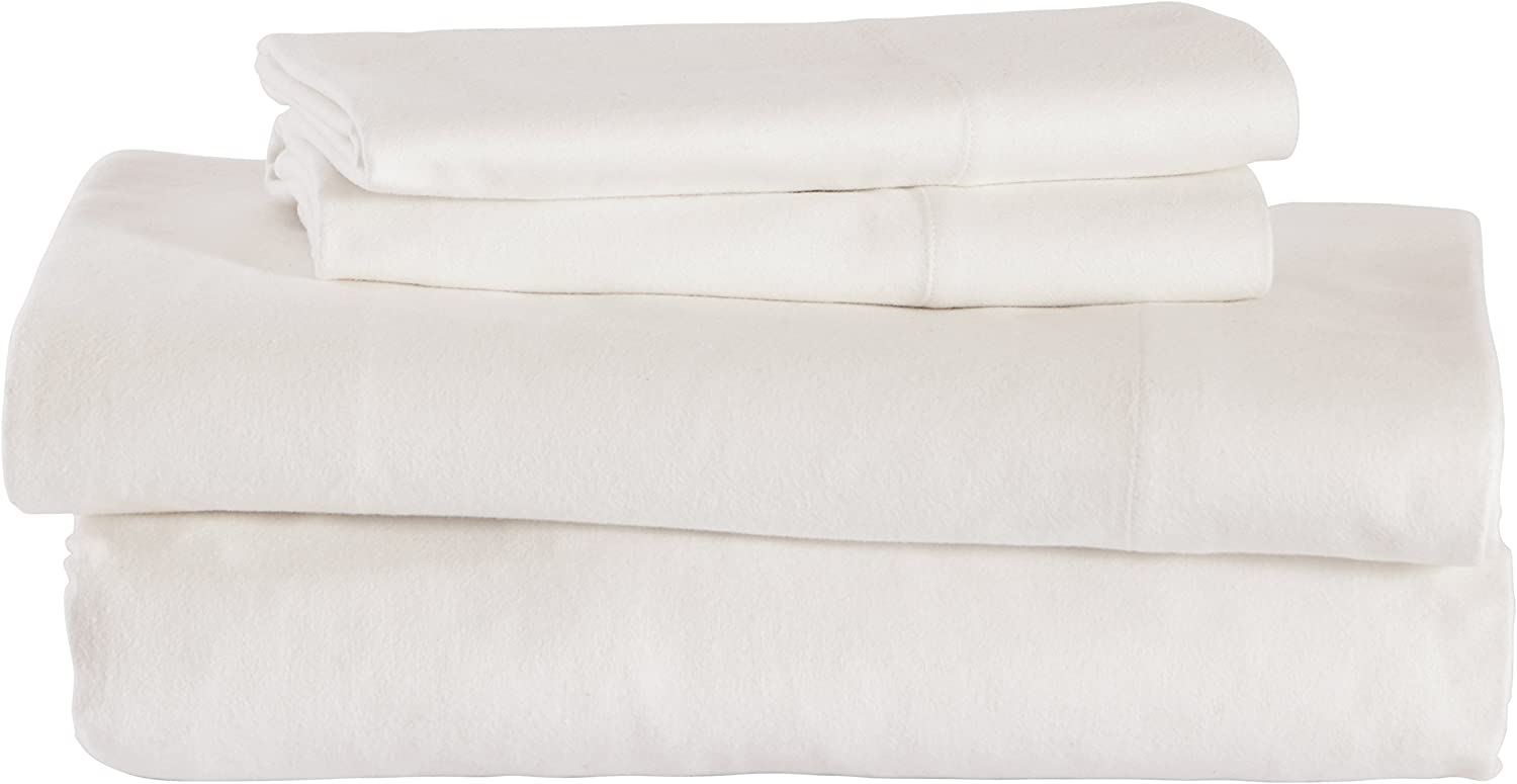 Price:$90.19 Brand – Stone & Beam Rustic Solid 100% Cotton Flannel Bed Sheet Set, King, White : Home & Kitchen