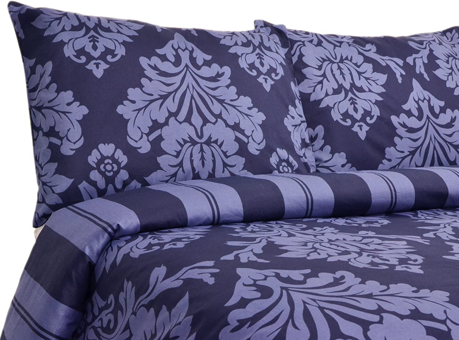 Price:$29.99 Home Regency Collection Havana 300 Thread-Count 100-Percent Cotton Sateen Reversible Twin Size 2-Piece Duvet/Sham Set, Navy/Denim : Home & Kitchen