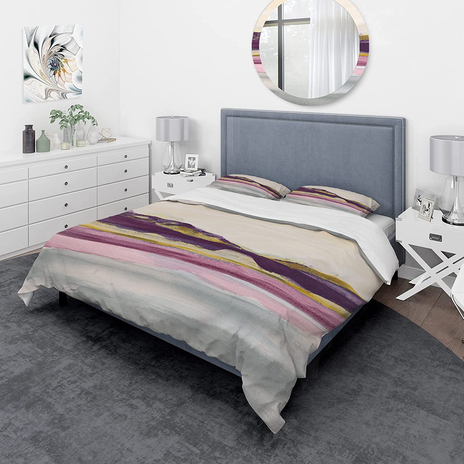 Price:$120.04 'Painted Purple and Gold Landscape II' Geometric Duvet Cover Set : Home & Kitchen