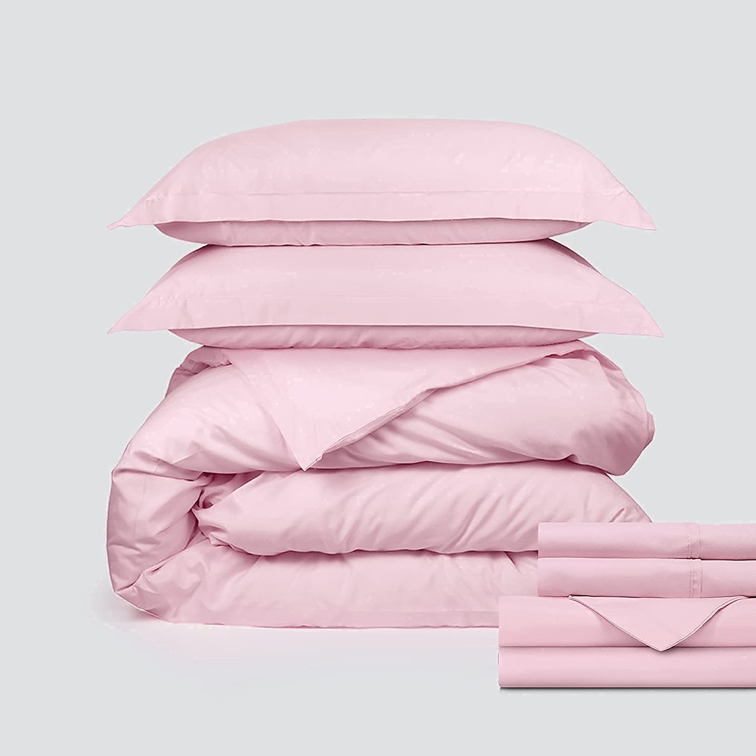 Price:$36.99 Classic Microfiber Bedding Bundle - 4 Piece Sheet Set (King, Light Pink) & 3 Piece Microfiber Duvet Set (King, Light Pink) : Home & Kitchen
