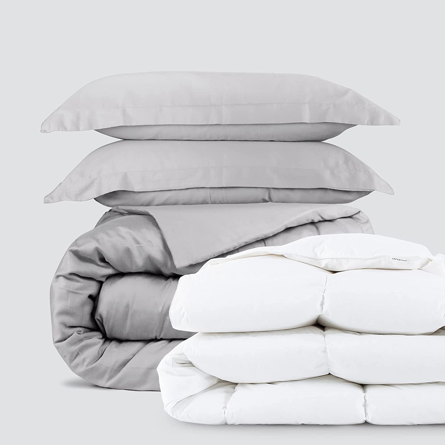 Price:$34.29 Ultimate Cotton Duvet Bundle - 3 Piece Duvet Set (Full, Light Gray) & Goose Down Comforter (Full) : Home & Kitchen