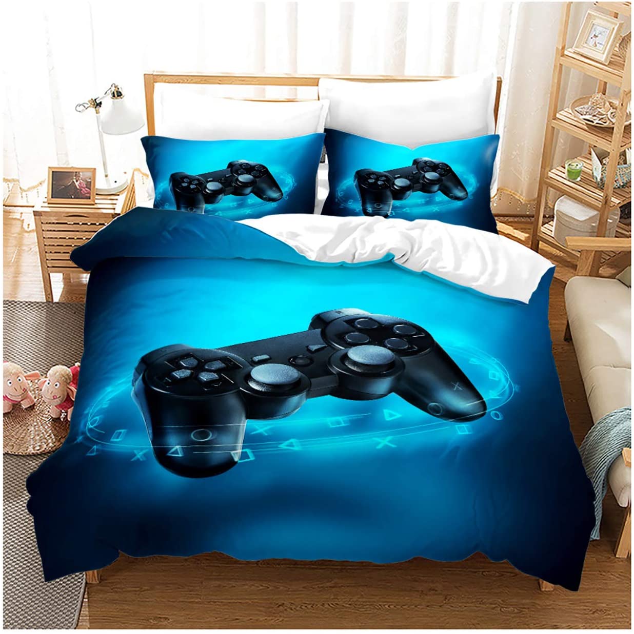 Price:$47.99 Gamepad Bedding Set Gamer Comforter Cover Video Game Duvet Cover Kids Colorful Action Buttons Printed Quilt Cover : Home & Kitchen