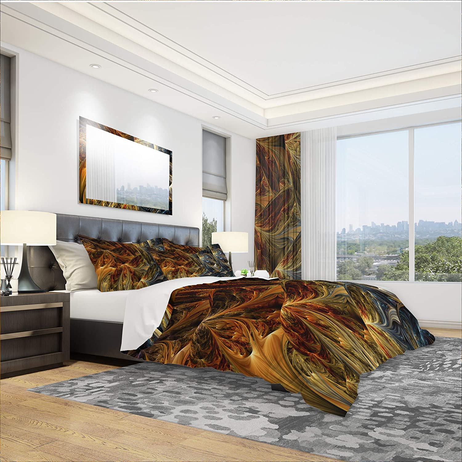 Price:$92.22 'Molten Gold Abstract' Modern & Contemporary Duvet Cover Set : Home & Kitchen
