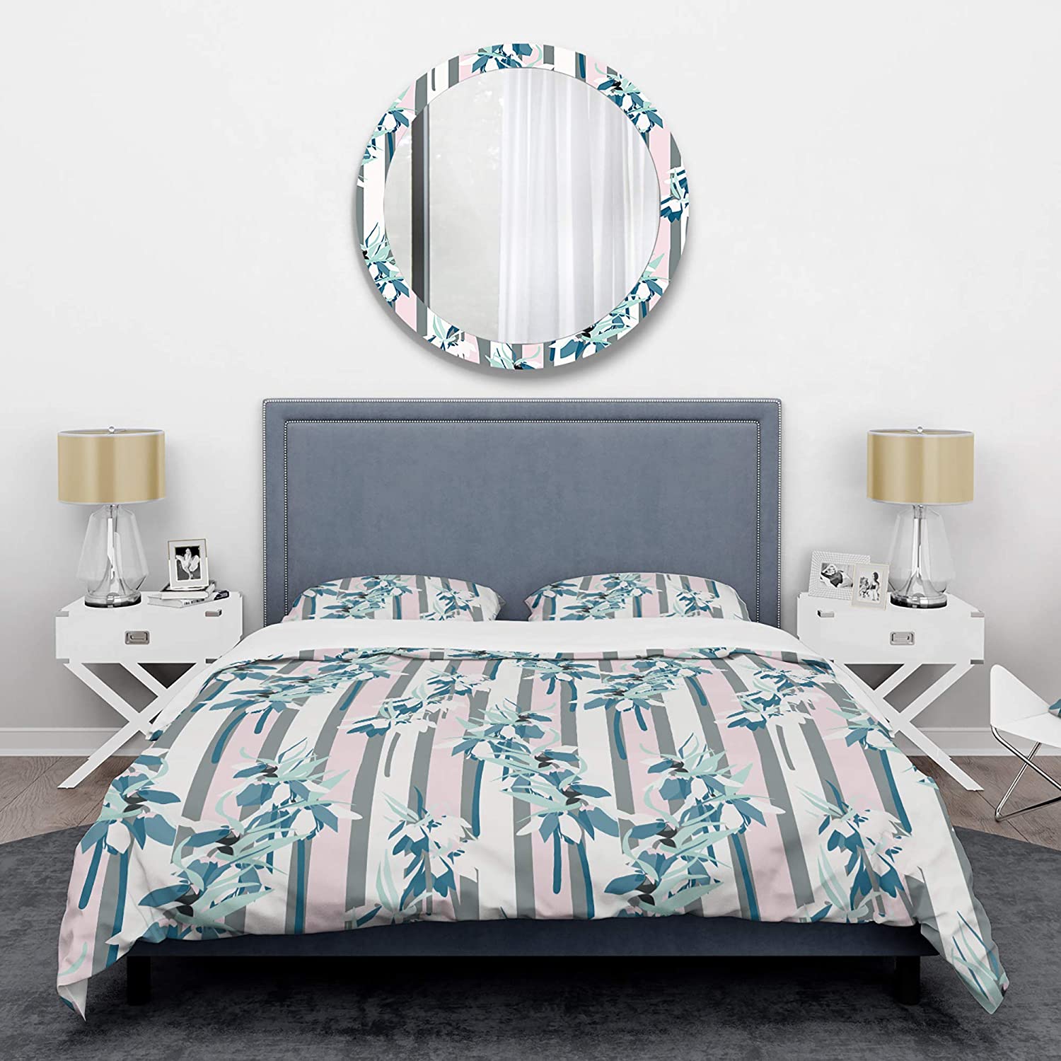 Price:$109.78 'Retro Handdrawn Lilies' Mid-Century Modern Duvet Cover Set : Home & Kitchen