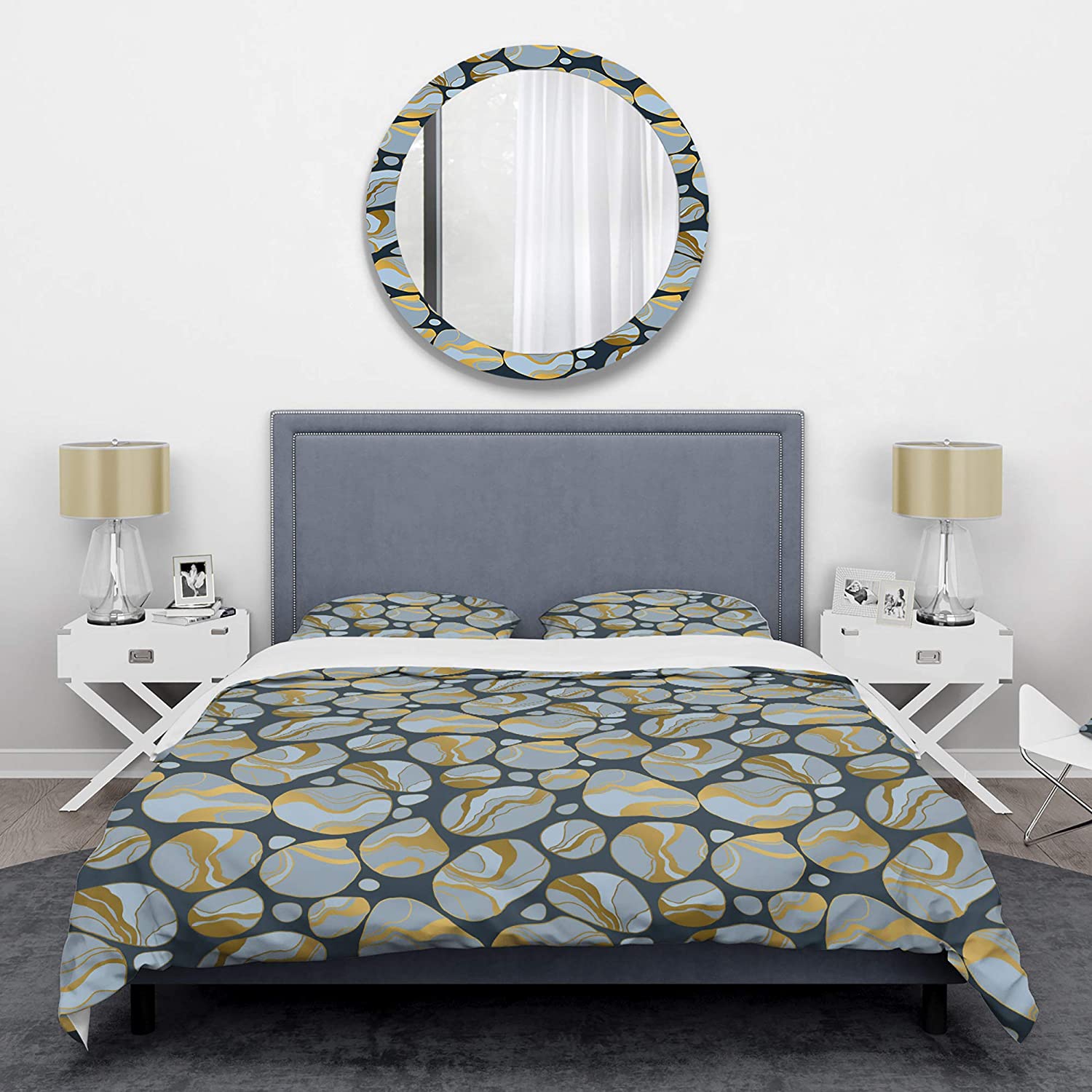 Price:$109.78 'Golden Marble Design IV' Mid-Century Modern Duvet Cover Set : Home & Kitchen