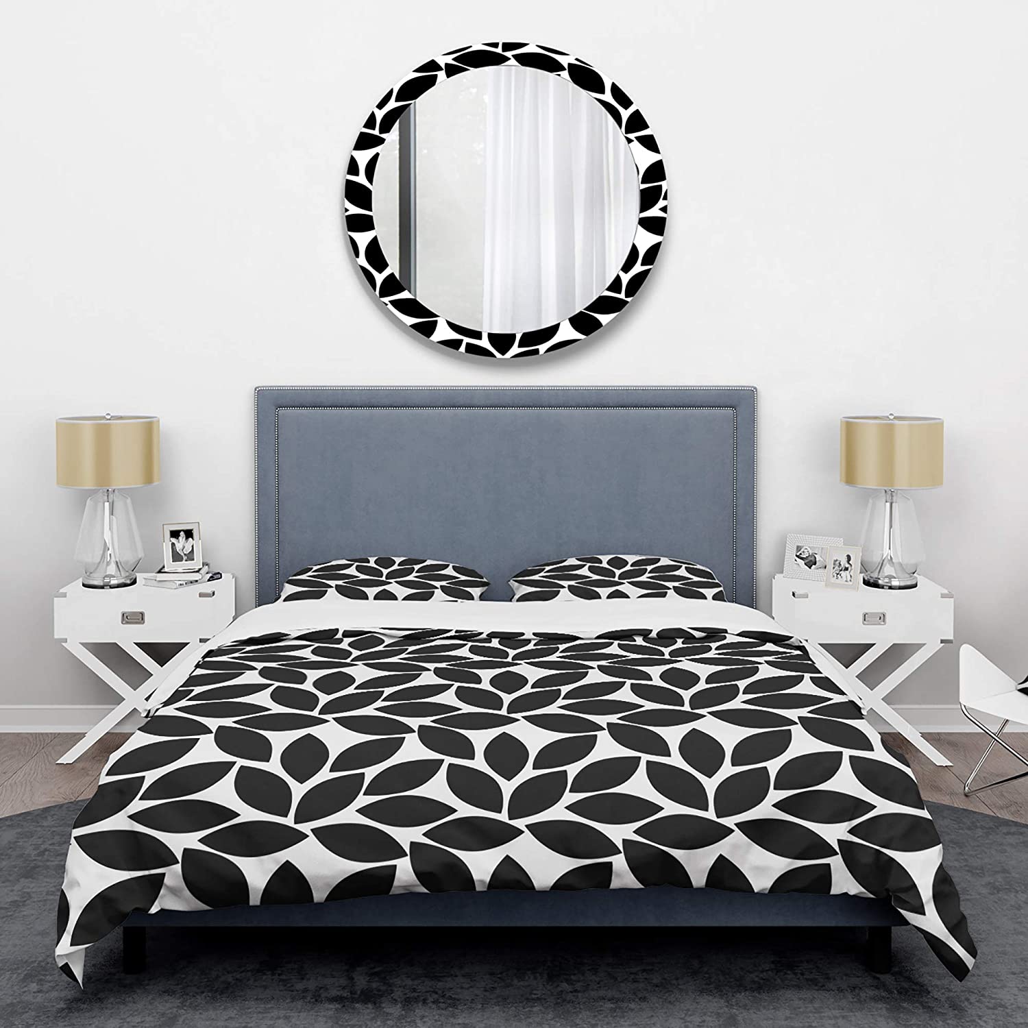 Price:$120.04 'Monochrome Geometric Pattern XII' Mid-Century Modern Duvet Cover Set : Home & Kitchen