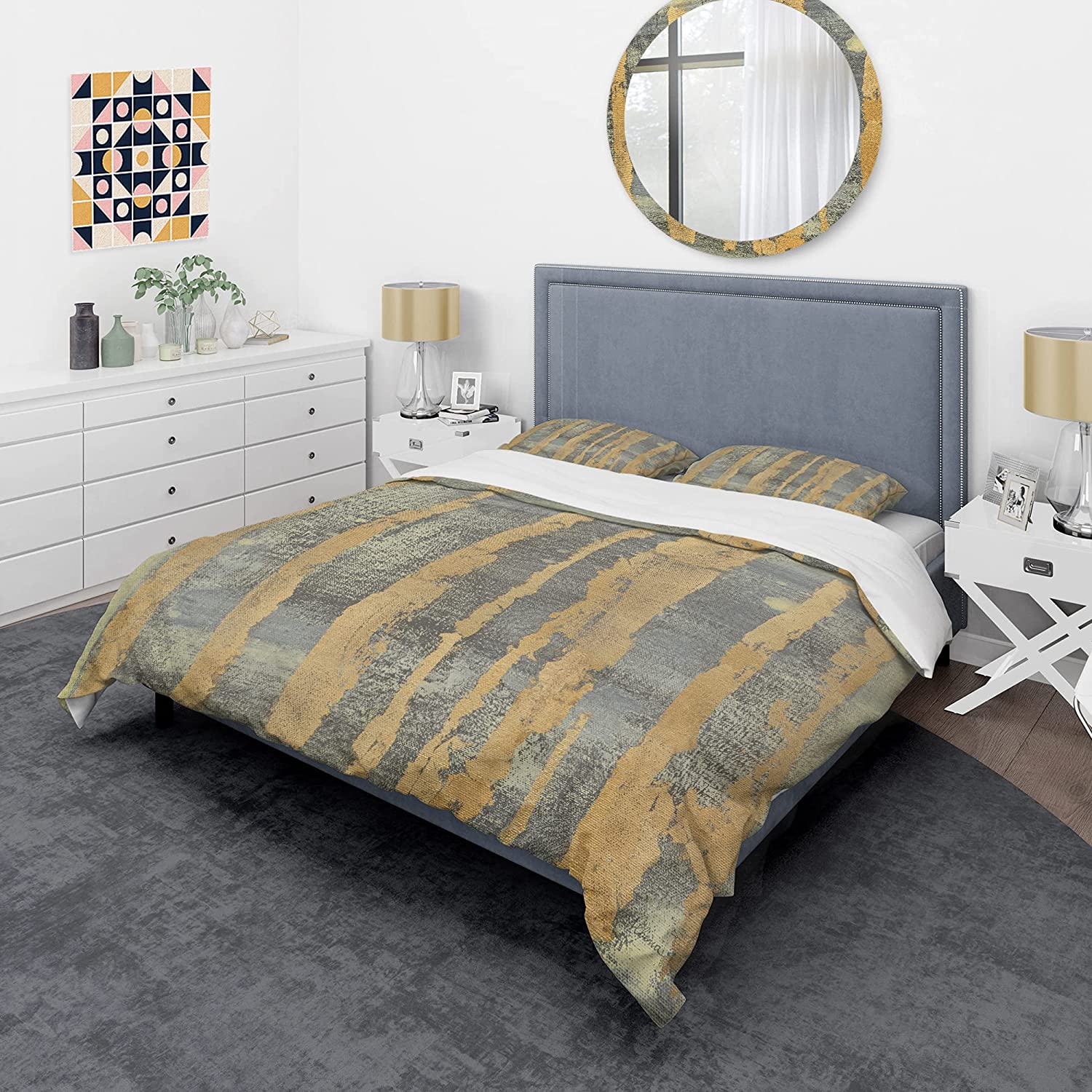 Price:$85.76 'Glam Metallic Form IV' Glam Duvet Cover Set : Home & Kitchen