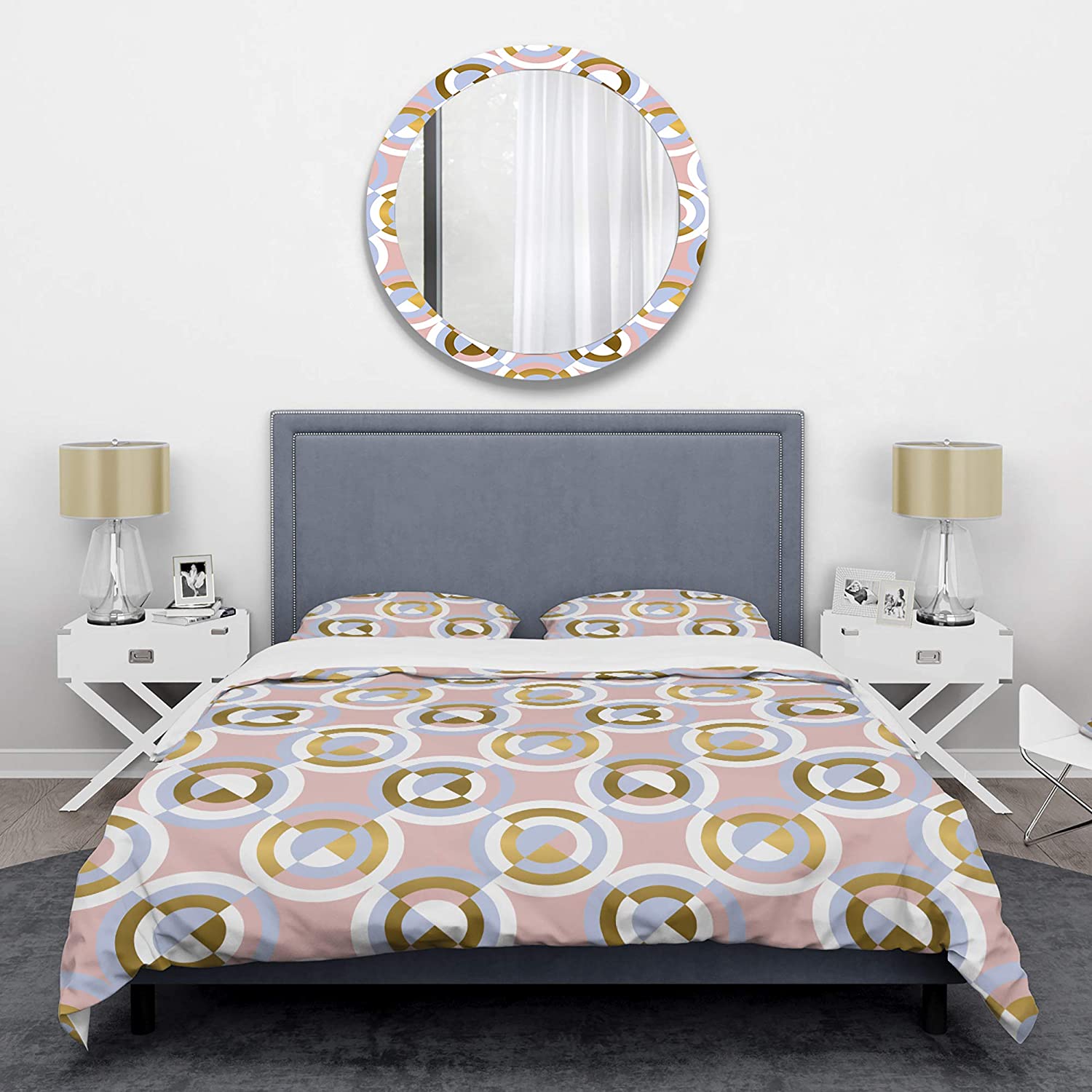Price:$120.04 'Circular Geometric Shapes Pattern' Mid-Century Modern Duvet Cover Set : Home & Kitchen