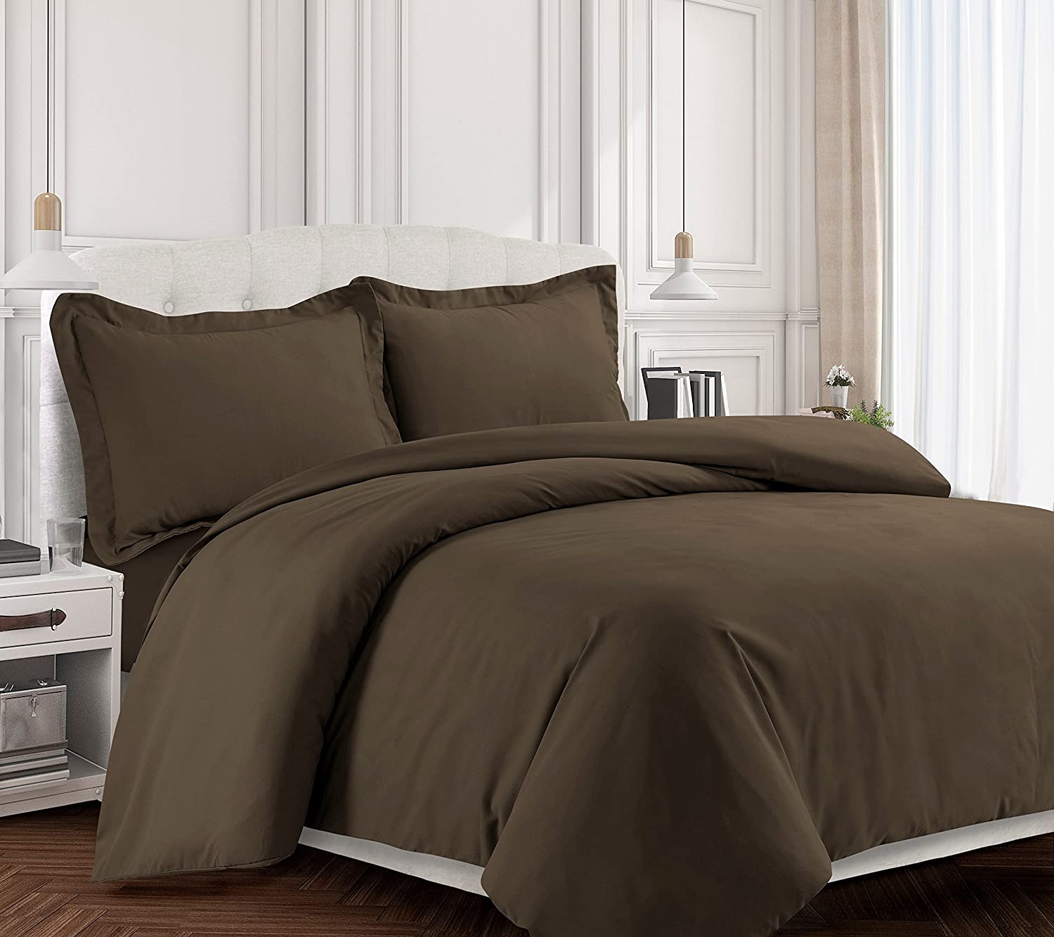 Price:$40.37 Living VALENDUVETKICH Valencia Solid Duvet Cover Set, King, Chocolate : Home & Kitchen