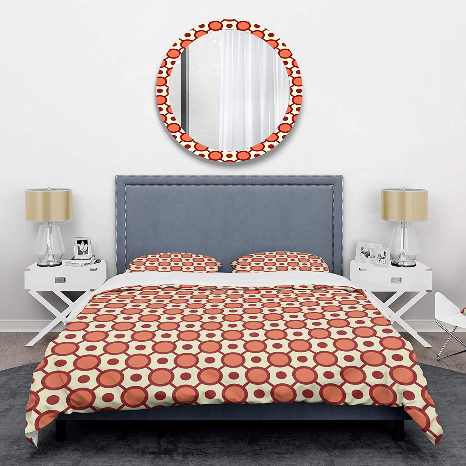 Price:$80.13 'Abstract Retro Geometrical Design IX' Mid-Century Modern Duvet Cover Set : Home & Kitchen