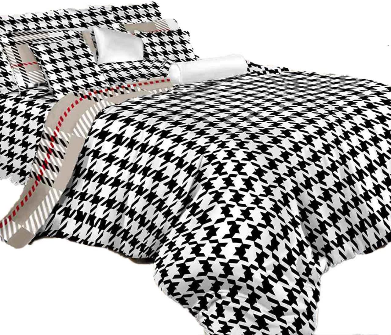 Price:$79.00 Mela DM498T 4-Piece Check Bedding Dorm Room Duvet Cover Set, Twin X-Large, Houndstooth, Off-White : Home & Kitchen