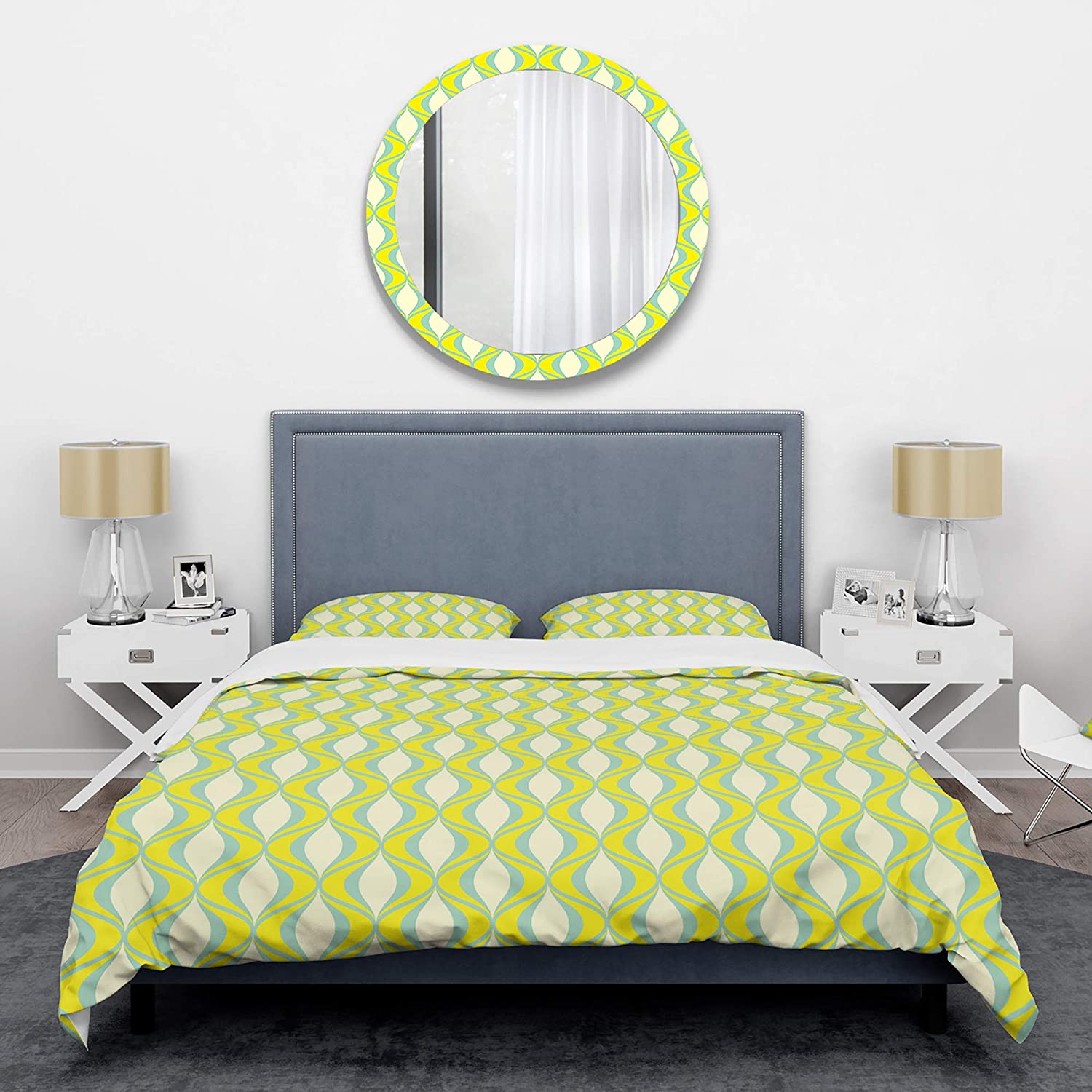 Price:$109.78 'Abstract Retro Geometrical Design III' Mid-Century Modern Duvet Cover Set : Home & Kitchen