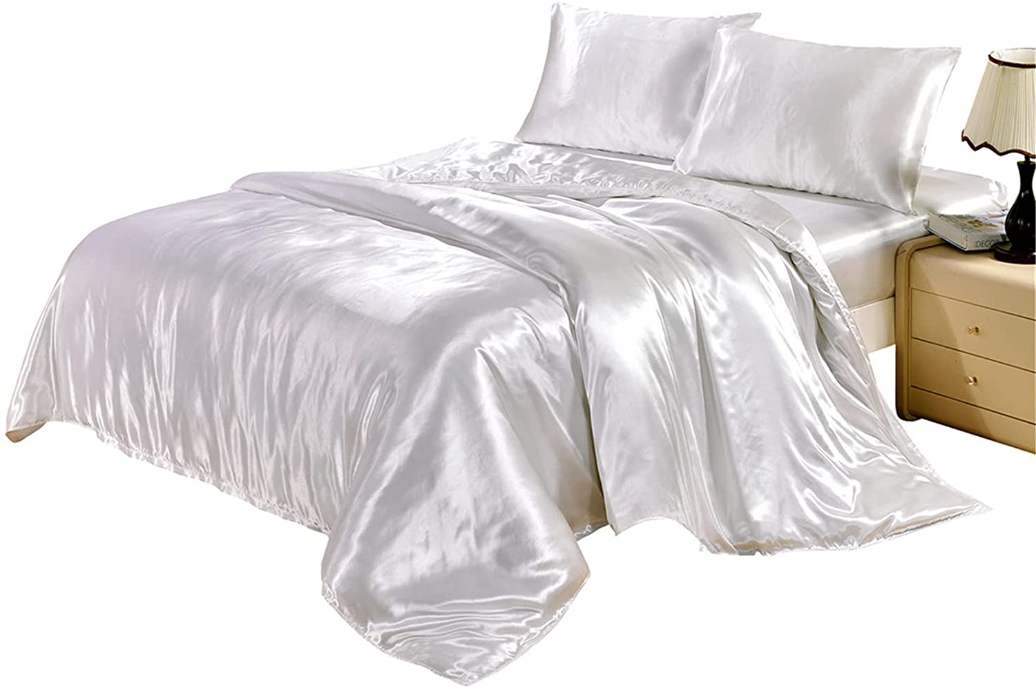 Price:$24.99 Satin Duvet Cover Set Home Bedding Cover Pillowcase 3 Pieces Bedroom : Home & Kitchen