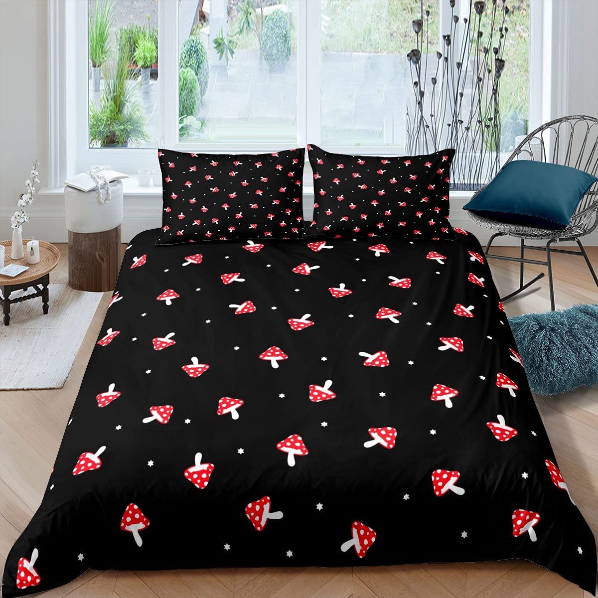 Price:$42.75 Mushrooms Duvet Cover Kids Cute Botanical Plants Print Comforter Cover Lovely Mushroom Bedding Set for Girls Boys Teens Bedspread Cover Soft Room Decor Queen Bedclothes Zipper : Home & Kitchen