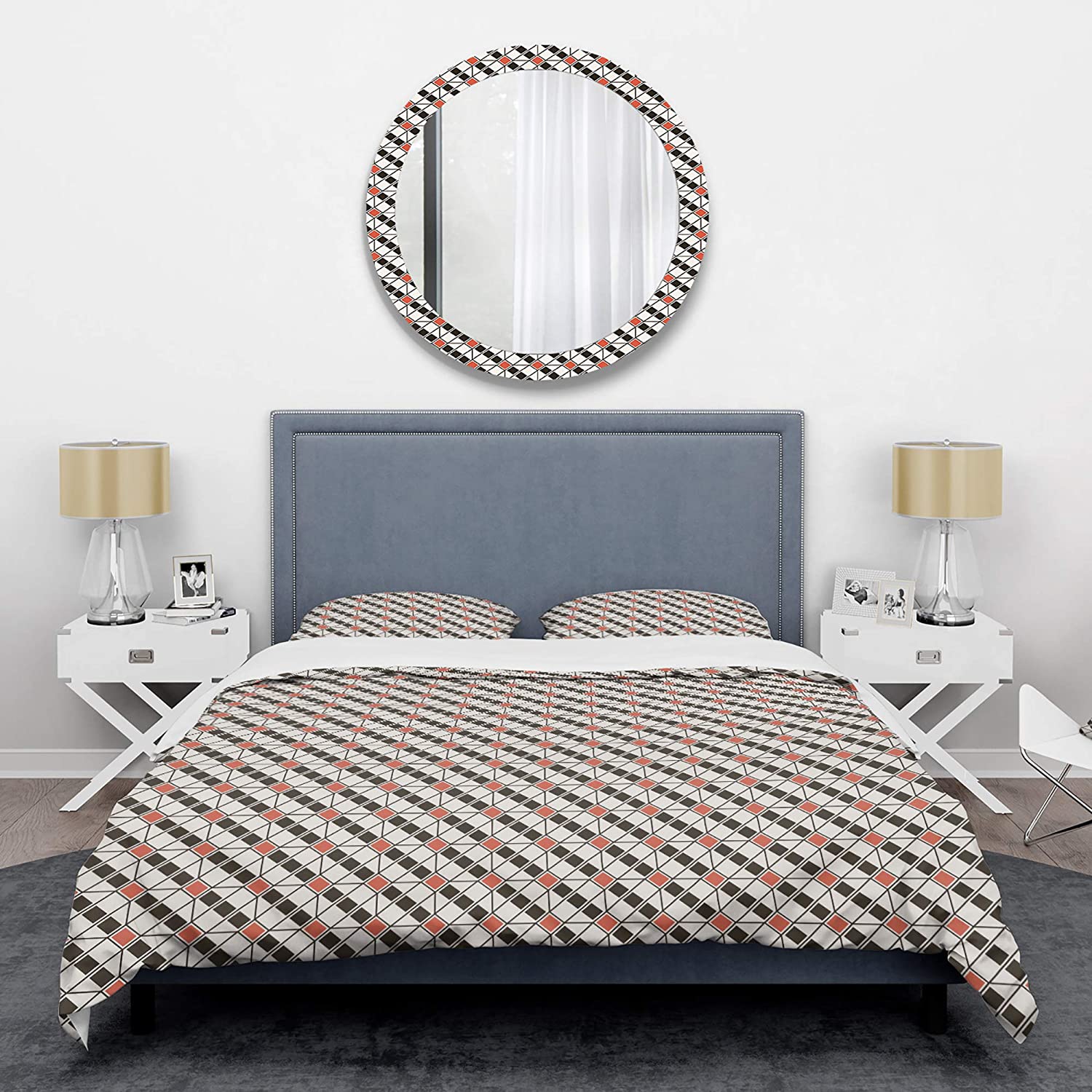 Price:$85.76 'Abstract Design Retro Pattern IV' Mid-Century Modern Duvet Cover Set : Home & Kitchen