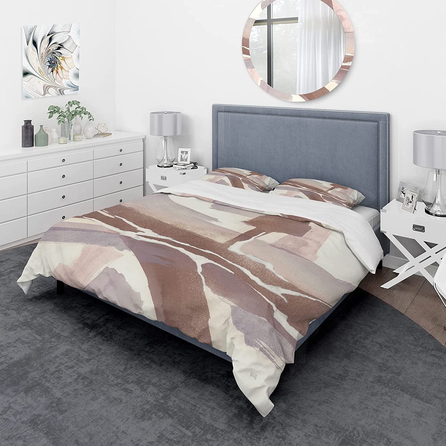 Price:$120.09 'White and Placid I Blush' Geometric Duvet Cover Set : Home & Kitchen