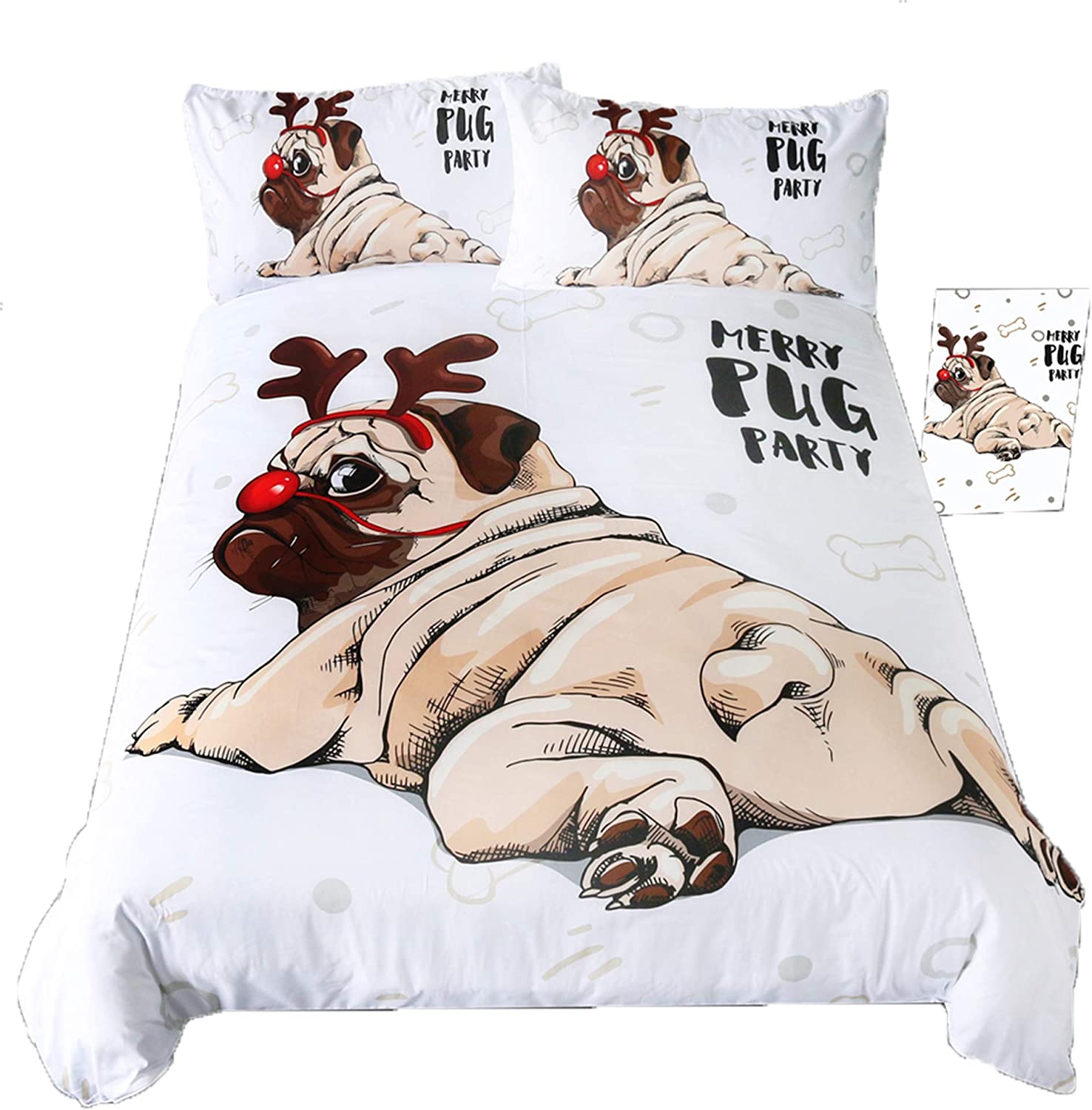 Price:$42.90 Pets Dog Duvet Cover Bedding Set Dog Theme Room Decoration Ideal Comforter Bedspread Set (Queen, 4) : Home & Kitchen