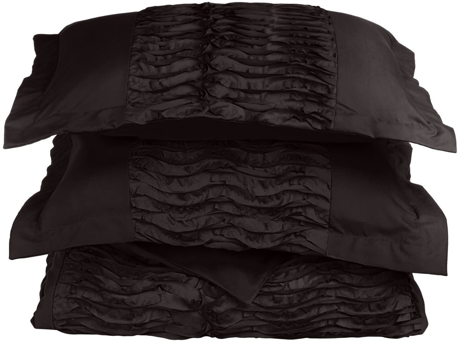 Price:$40.35 Brushed Microfiber, Wrinkle Resistant, 3-Piece Full/Queen Neola Duvet Cover Set, Black : Home & Kitchen