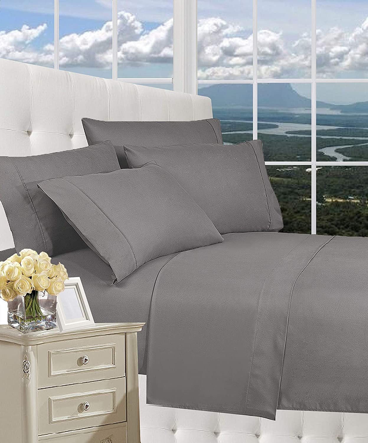 Price:$29.98 Duvet Cover Set on Amazon! Celine Linen 1800 Thread Count Egyptian Quality Wrinkle Free 3-Piece Duvet Set 100% , Full/Queen - Grey : Home & Kitchen