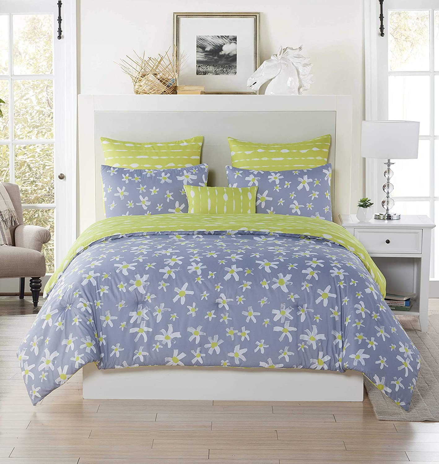 Price:$44.99 Zophiel Floral Print Duvet Set, Twin, Wax-Yellow : Home & Kitchen