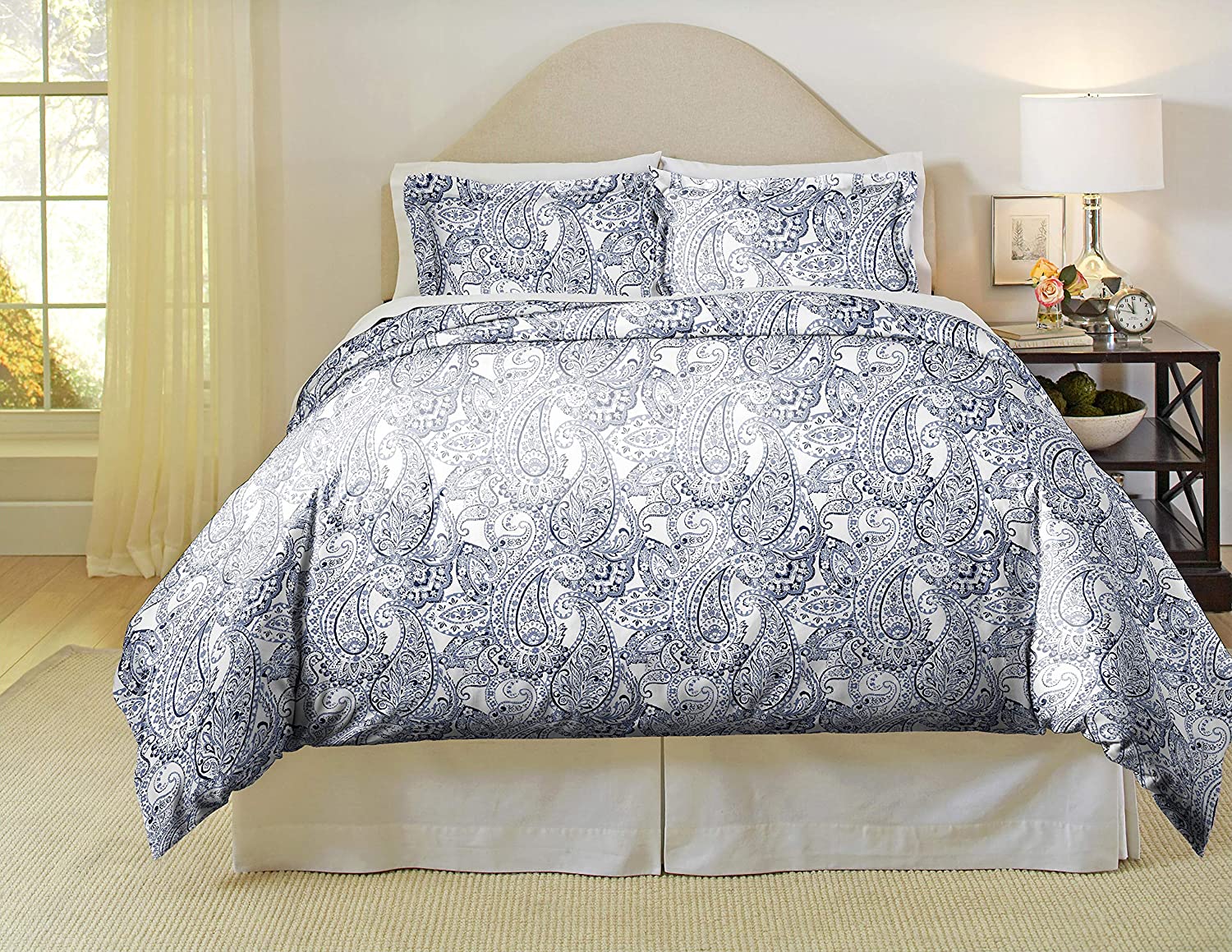 Price:$55.32 Paisley Combed Cotton Printed Duvet Set : Home & Kitchen