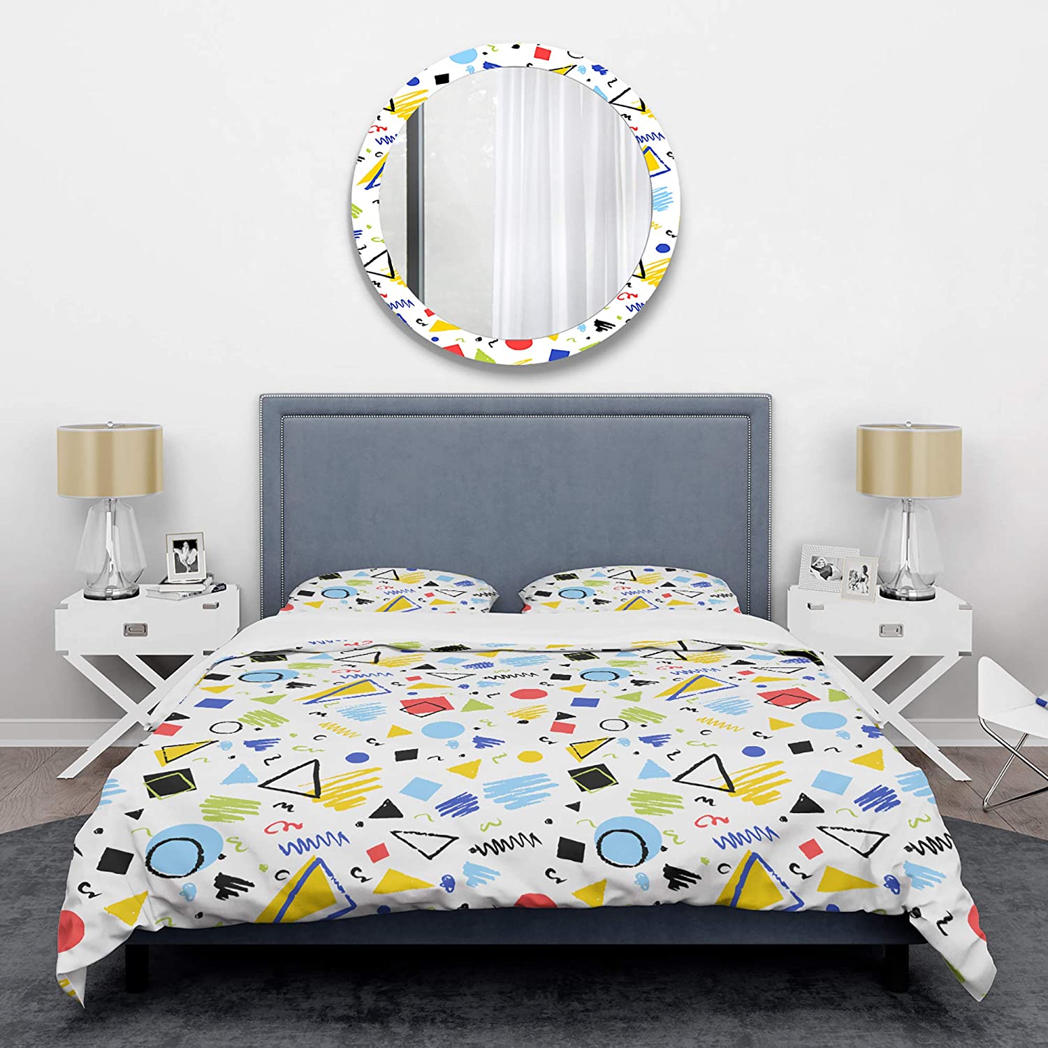 Price:$85.76 'Geometric Retro Design III' Mid-Century Modern Duvet Cover Set : Home & Kitchen