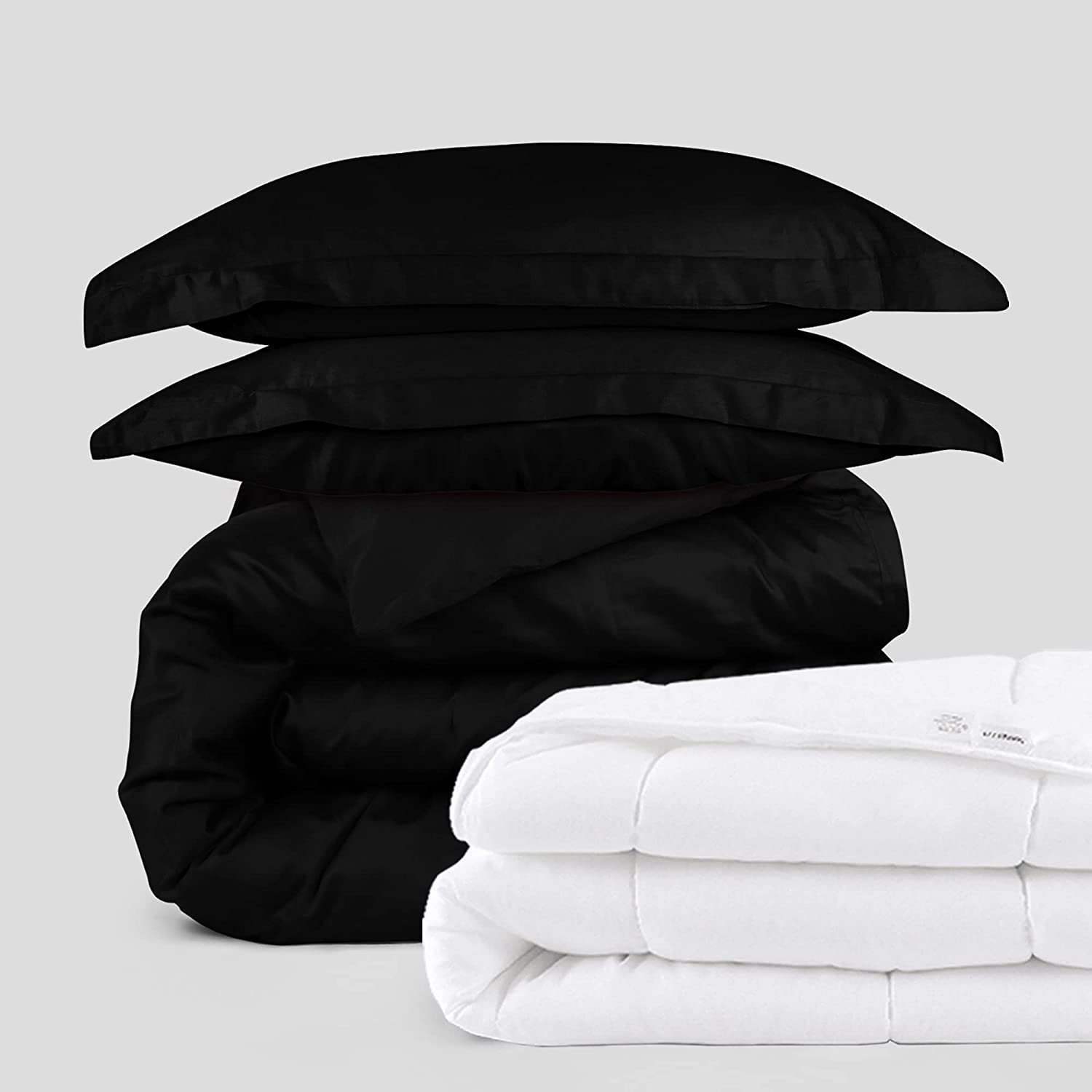 Price:$51.28 Perfect Duvet Bundle - 3 Piece Duvet Set (Full, Black) & Microfiber Shell Comforter : Home & Kitchen
