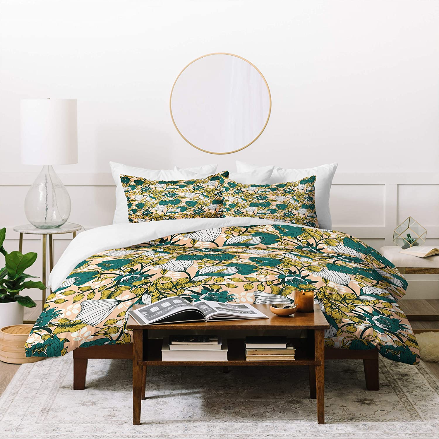 Price:$149.99 Designs Marta Barragan Camarasa Tropical Autumnal Bloom Duvet Set with Pillow Sham, Twin, Green : Everything Else