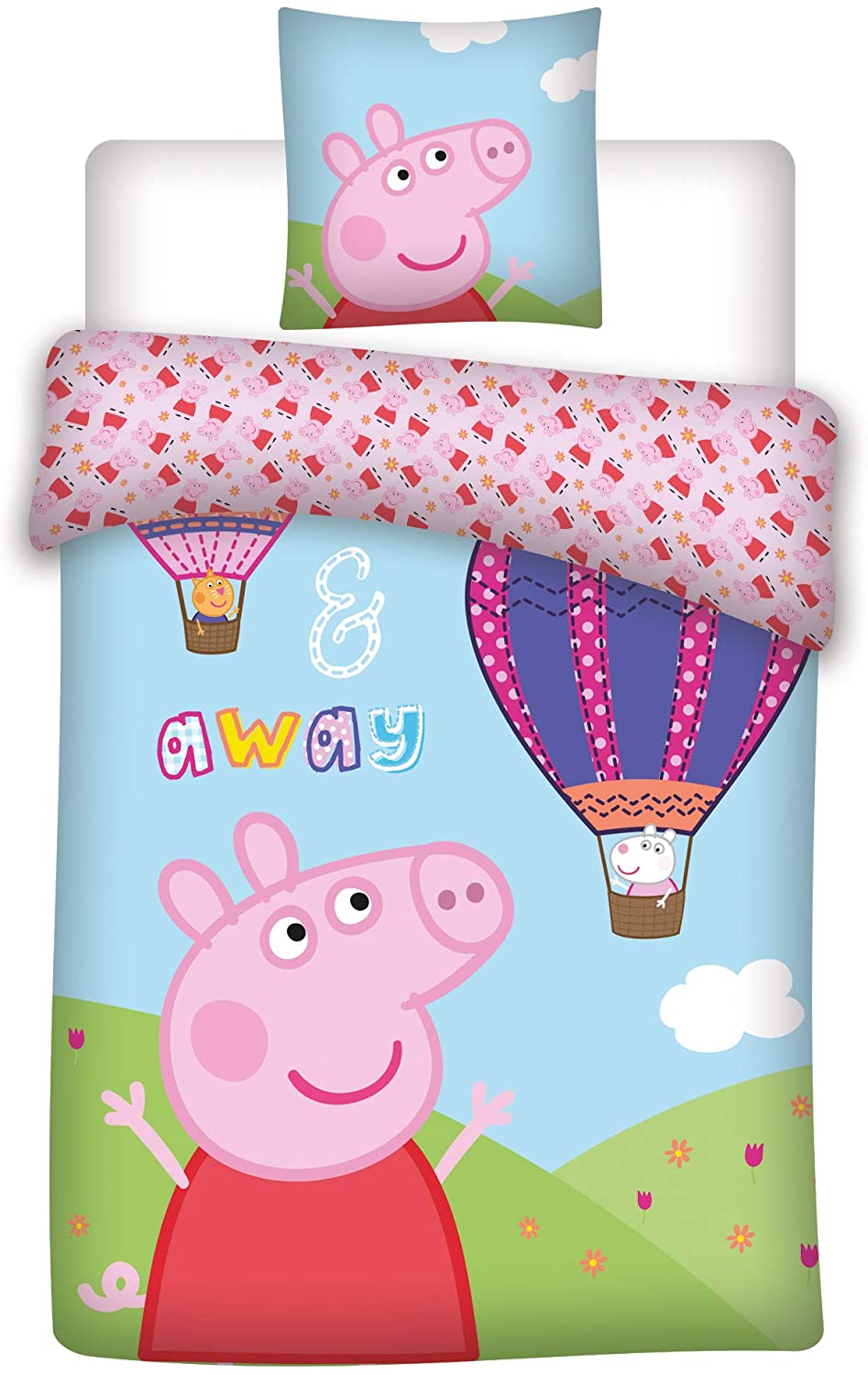Price:$29.99 Pig Bed Linen, and The Balloon,Duvet set,Pillowcase 40 x 60 cm + Duvet Cover 100 x 135 cm, 100% Cotton Oeko-TEX : Home & Kitchen