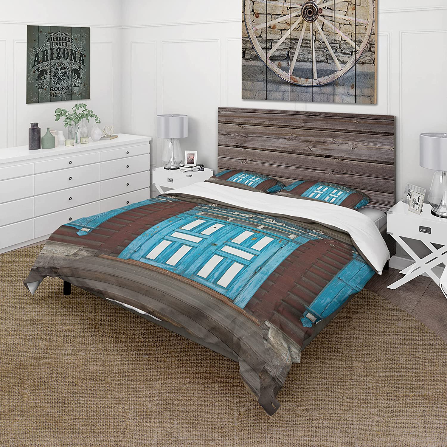 Price:$109.78 'Wood Carvings On Wooden House Door' Vintage Duvet Cover Set : Home & Kitchen