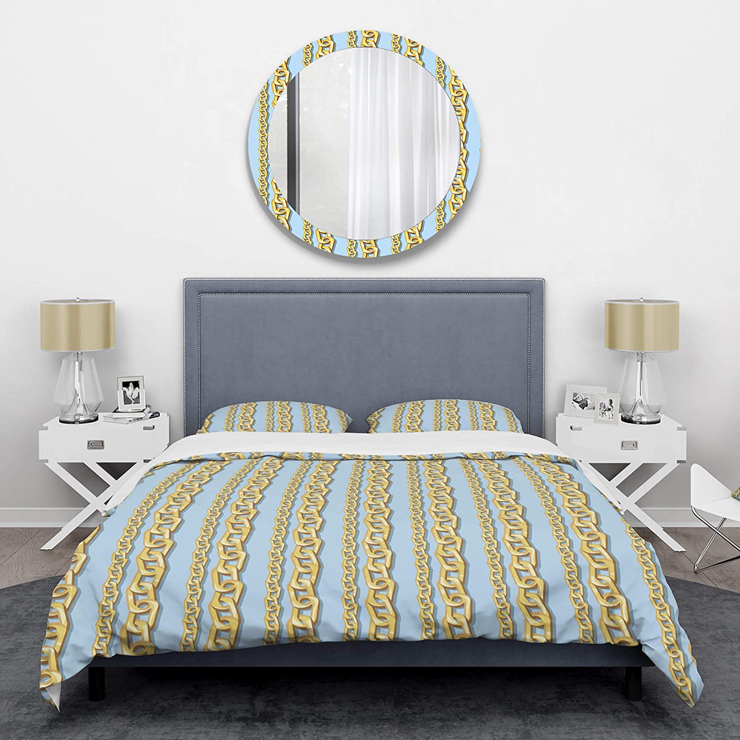Price:$109.78 'Gold Chain Pattern' Mid-Century Modern Duvet Cover Set : Home & Kitchen
