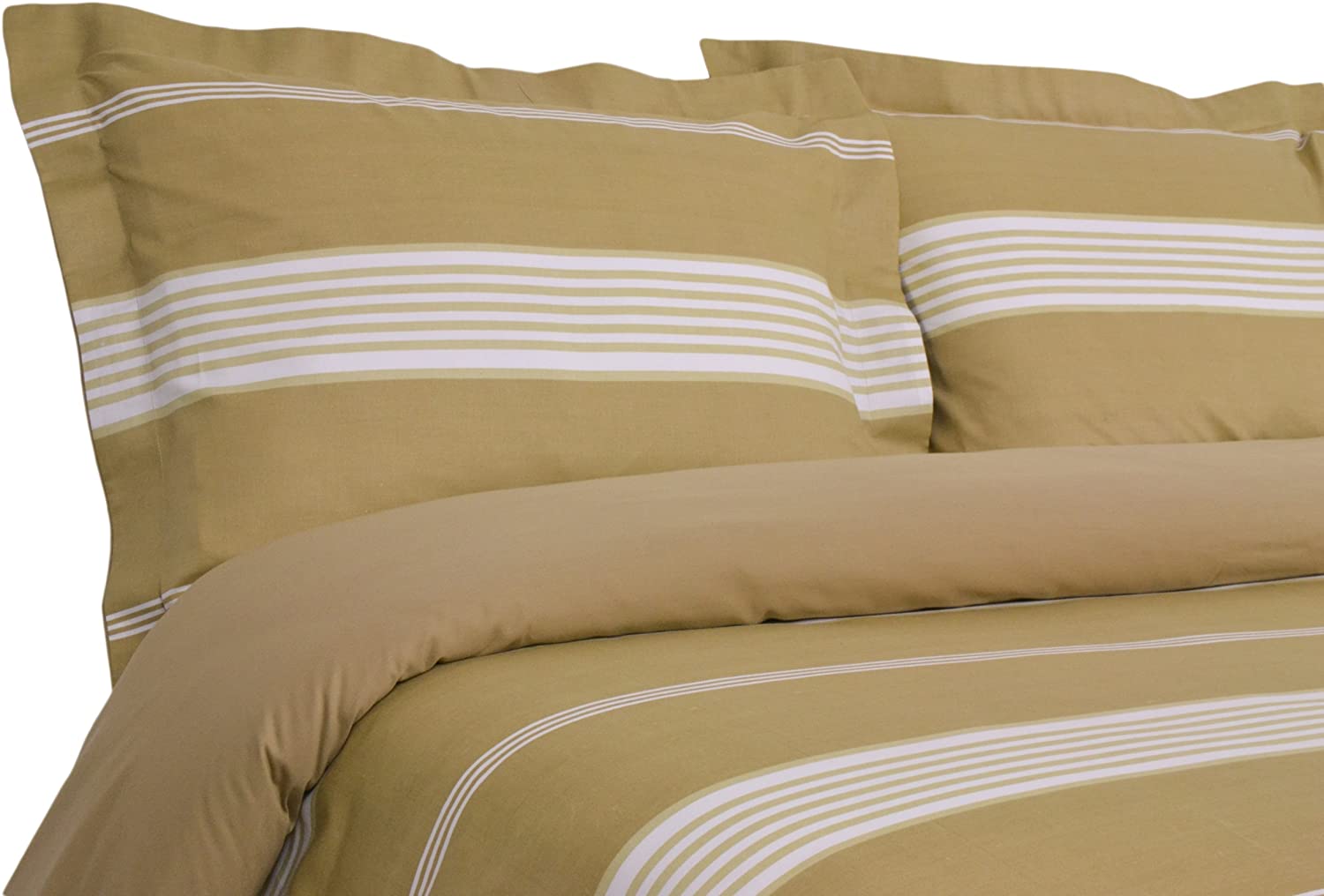 Price:$29.99 Home Cabana Stripe Collection 300 Thread-Count 100-Percent Cotton Sateen Twin 2-Piece Duvet/Sham Set, Tan : Home & Kitchen