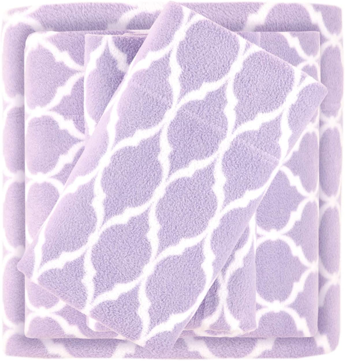 Price:$49.99 North by Sleep Philosophy Micro Fleece Bed Sheet Set, Warm, Soft Plush Sheets with 14" Deep Pocket, Cold Season Cozy Bedding-Set, Matching Pillow Case, Twin, Purple Ogee, 3 Piece : Home & Kitchen