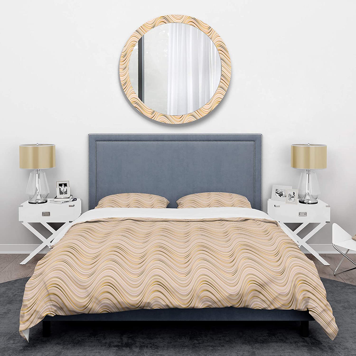 Price:$109.78 'Abstract Luxury Beige Waves' Mid-Century Modern Duvet Cover Set : Home & Kitchen