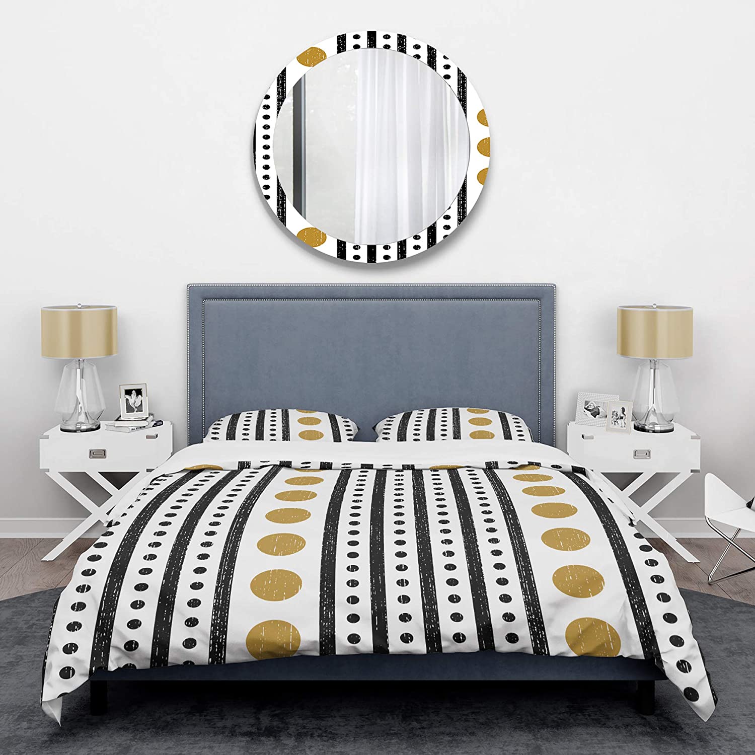 Price:$85.76 'Retro Geometrical Abstract Minimal Pattern VII' Mid-Century Modern Duvet Cover Set : Home & Kitchen