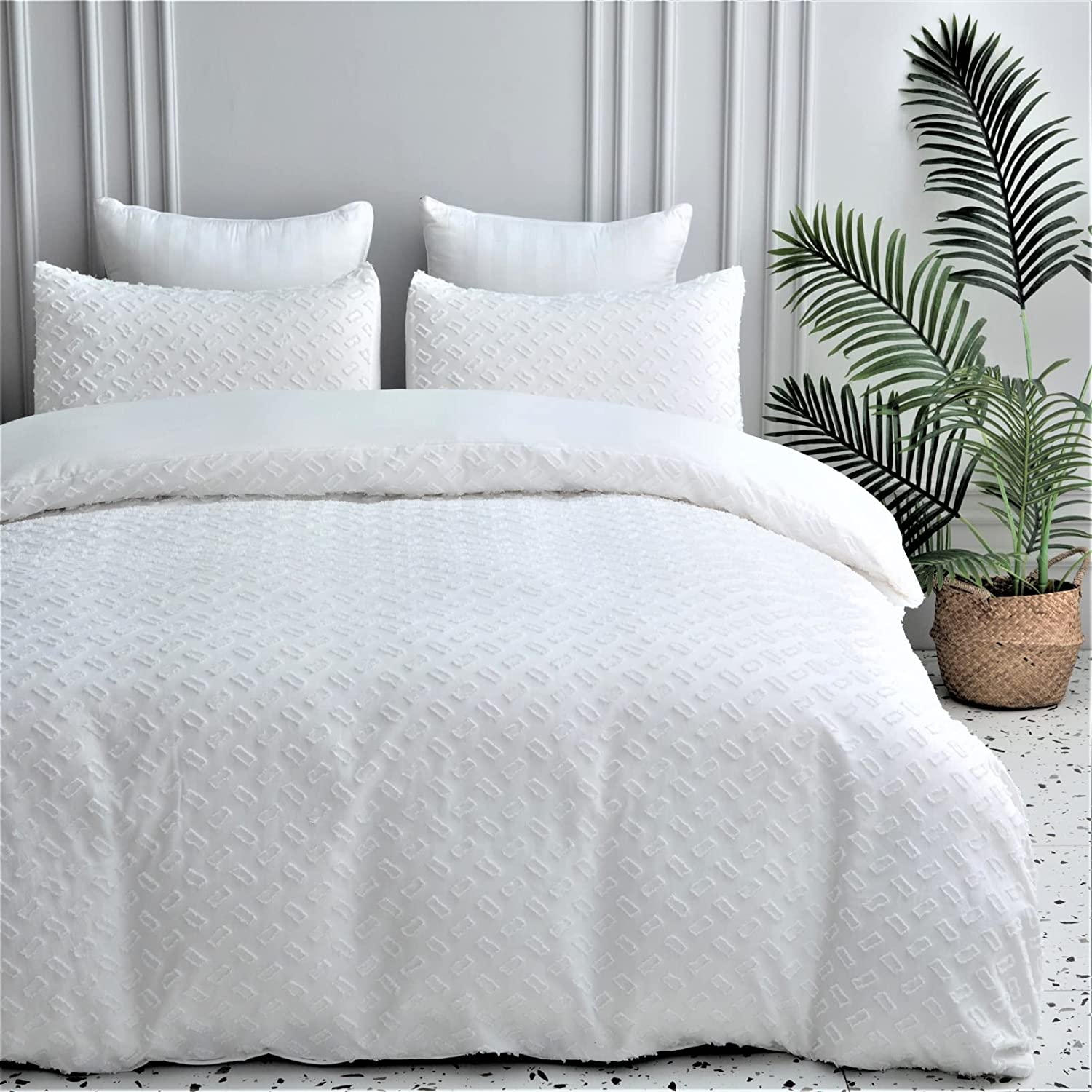 Price:$37.99 Twin Duvet Cover Set - Duvet Cover Twin Size, 2 Pieces Tufted Comforter Cover Set and Embroidery Shabby Chic Home Bedding Duvet Covers (White, Twin : Home & Kitchen