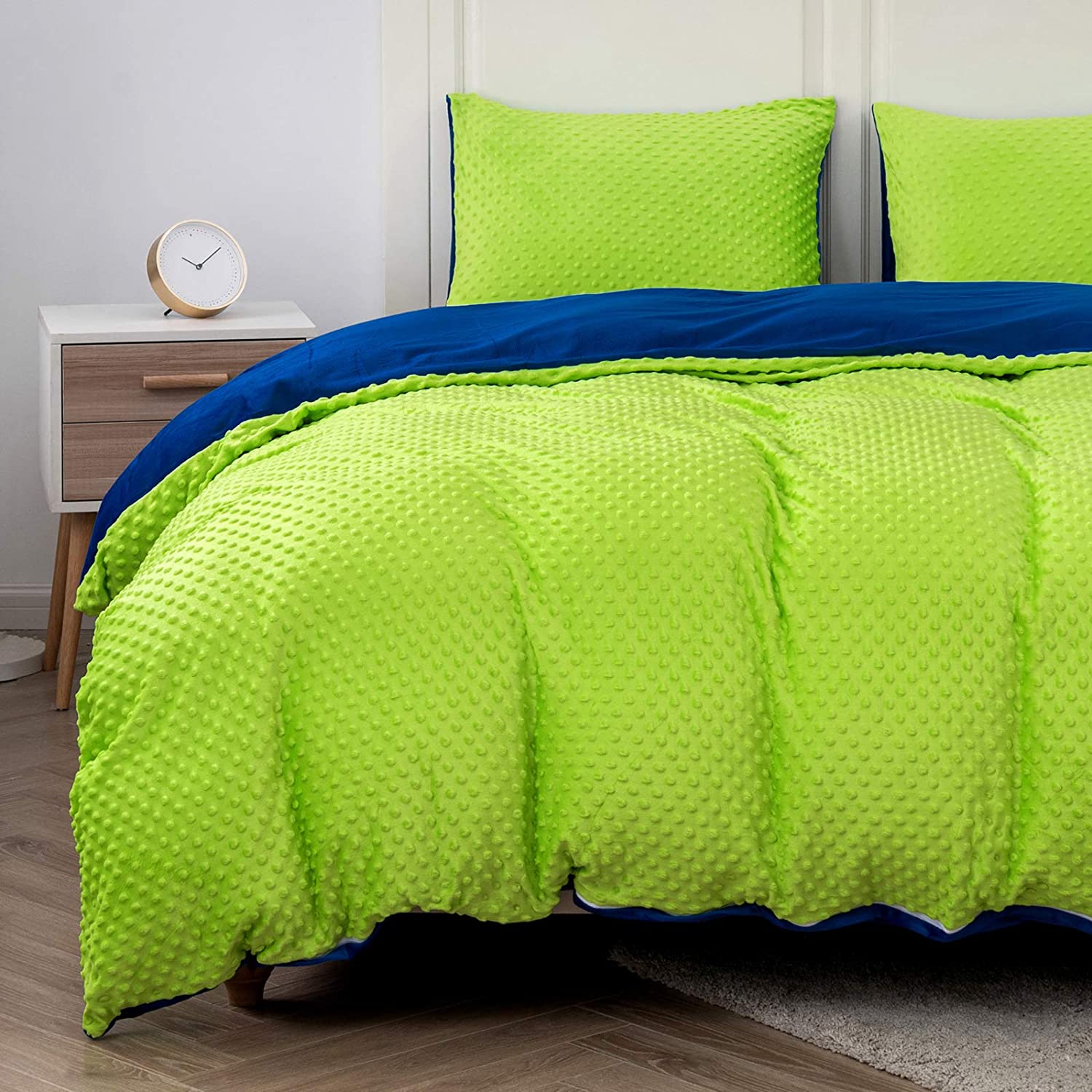 Price:$42.99 Duvet Cover Set Queen,3D textured 280GSM Heavyweight Velvet Comforter Set 3 Pieces, Super Soft Fluffy Bed Sets, Solid Color Boho Style 1 Duvet Cover 1 Shams, Blue/Green : Home & Kitchen